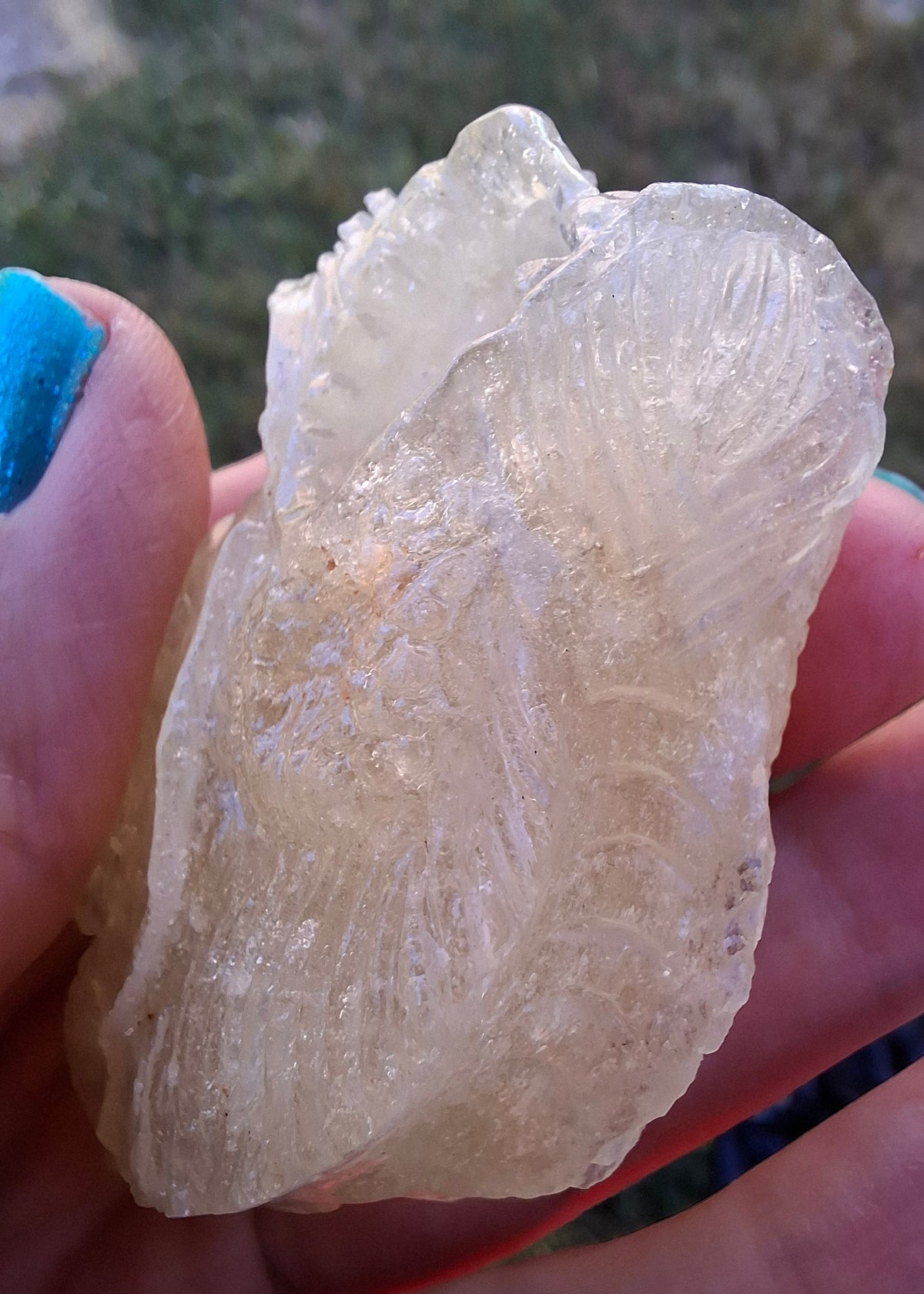 Libyan Desert Glass DRAGON HEAD Carving, 75.84g, Tektite (Ref: Dragon1)