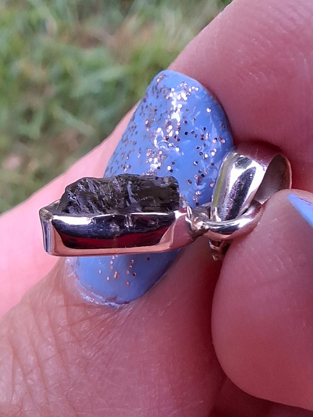 Moldavite Pendant, 925 Silver, Tektite (Ref: P39)