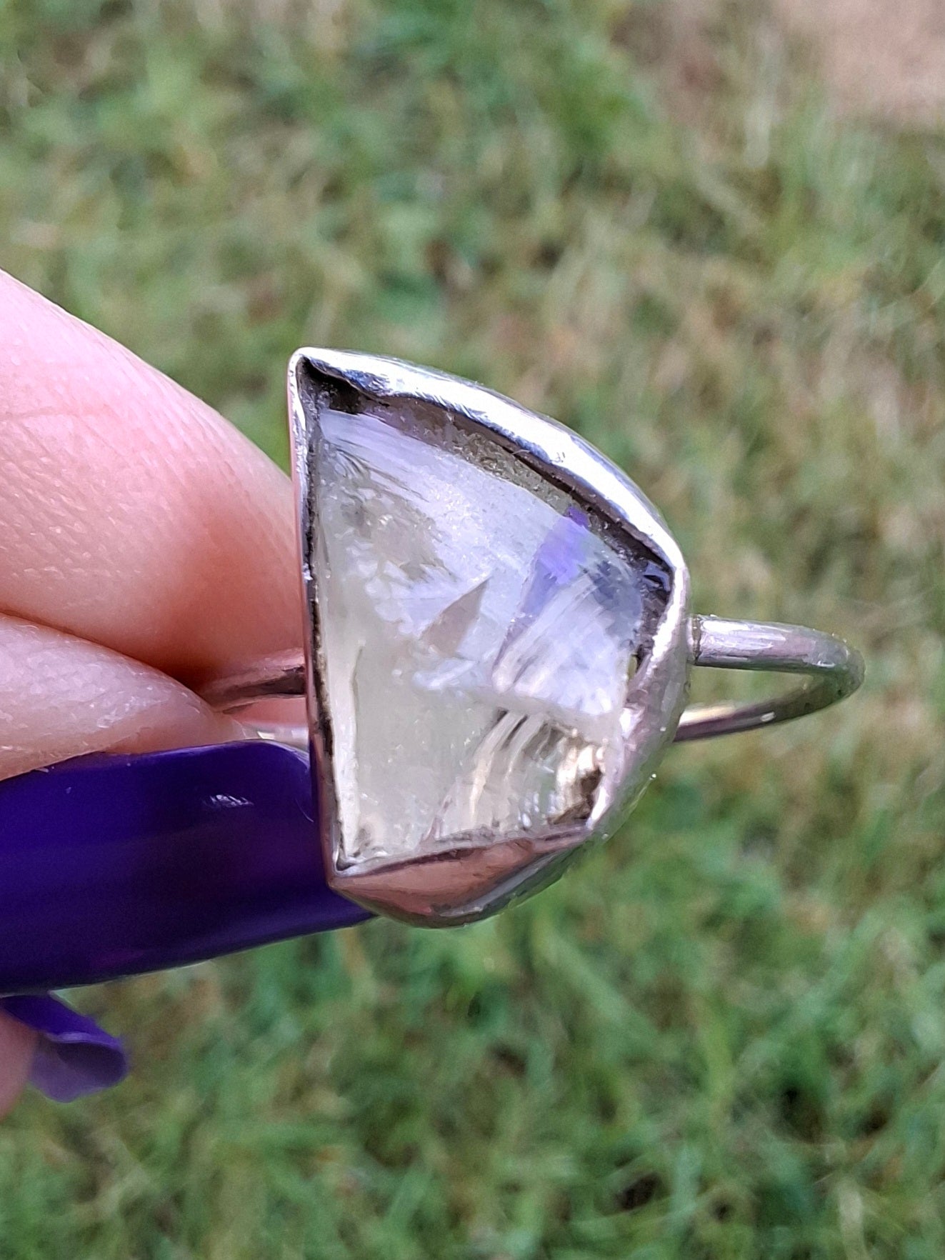 Libyan Desert Glass Ring, size W, 925 Silver, Tektite (Ref: LR61)