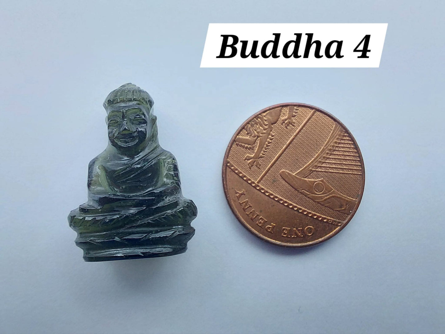 Moldavite BUDDHA Carving, 2.71g, Tektite (Ref: Buddha4)