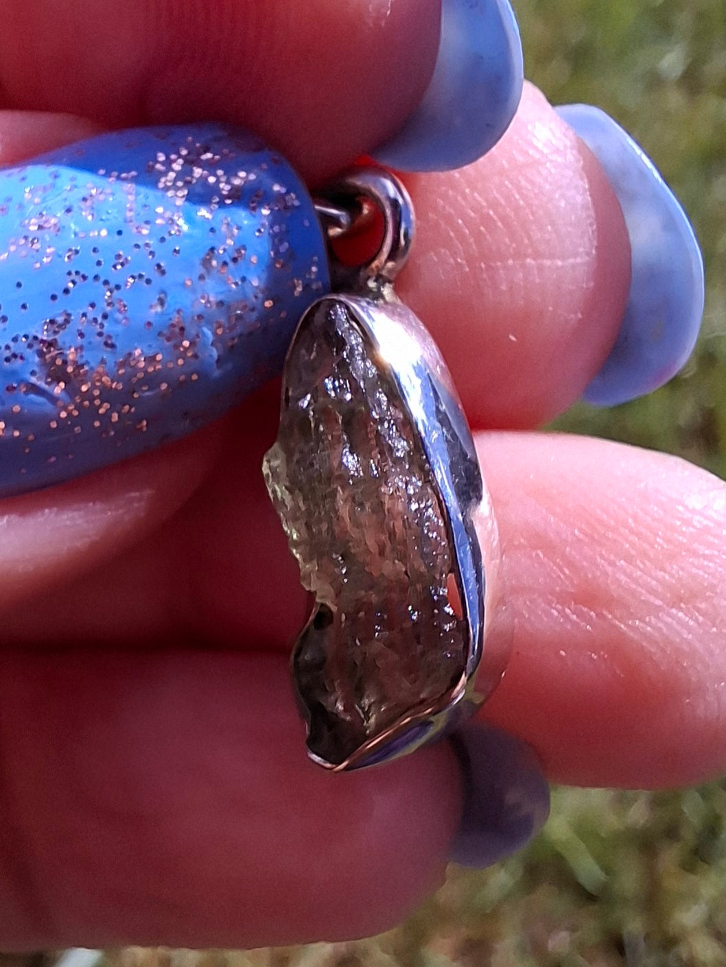 Moldavite Pendant, 925 Silver, Tektite (Ref: P94)
