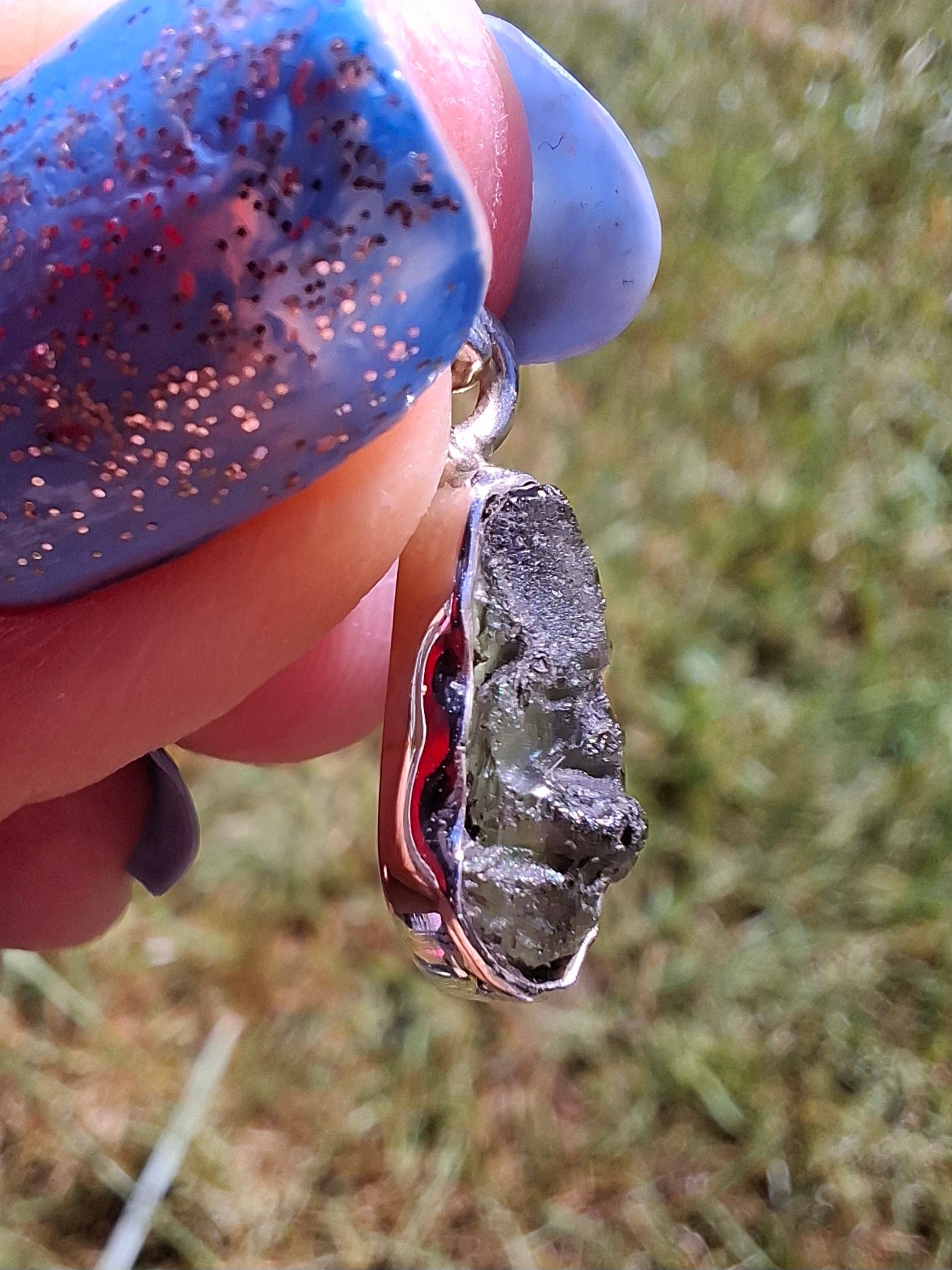 Moldavite Pendant, 925 Silver, Tektite (Ref: P73)