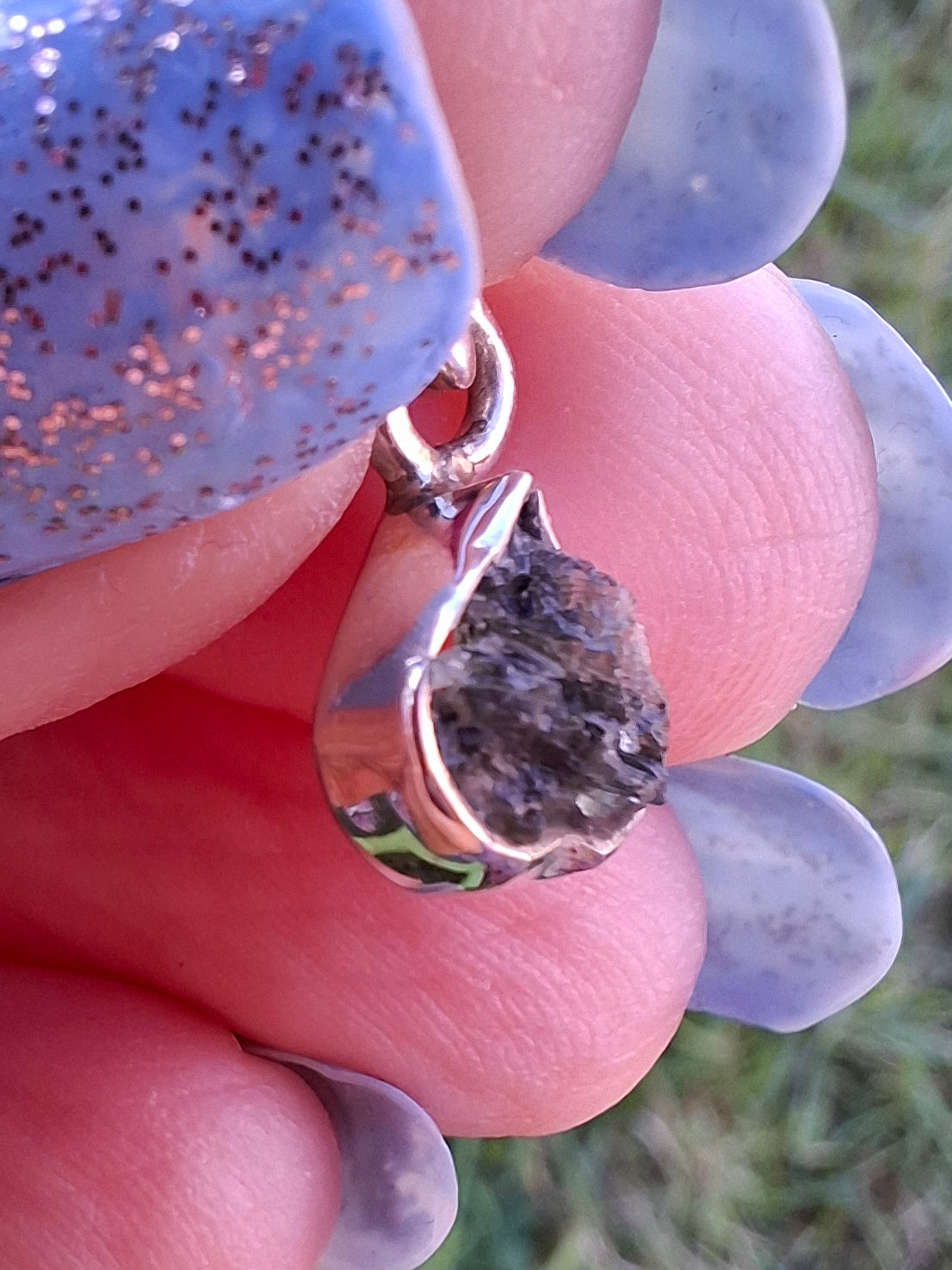 Moldavite Pendant, 925 Silver, Tektite (Ref: P85)