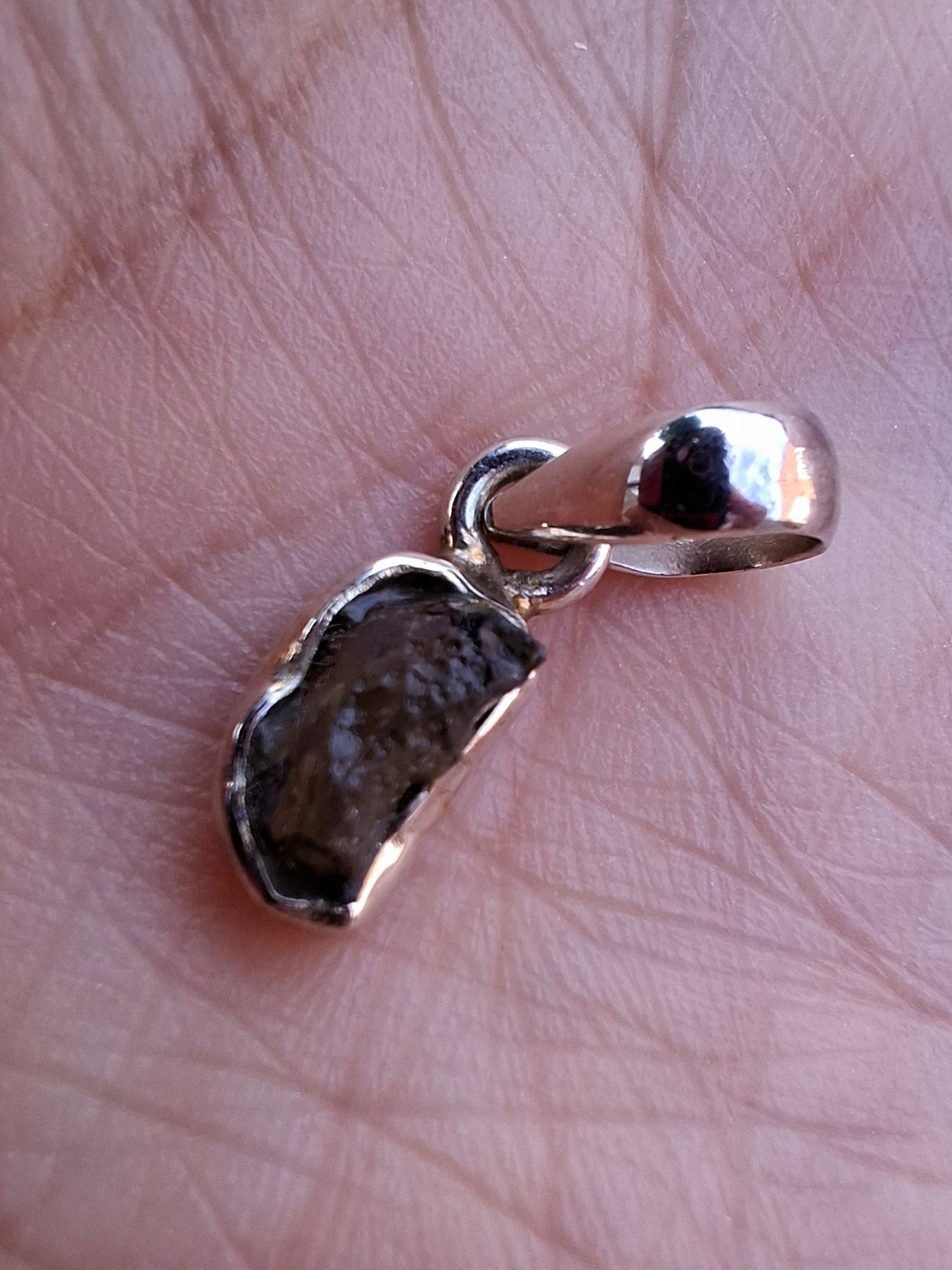 Moldavite Pendant, 925 Silver, Tektite (Ref: P39)