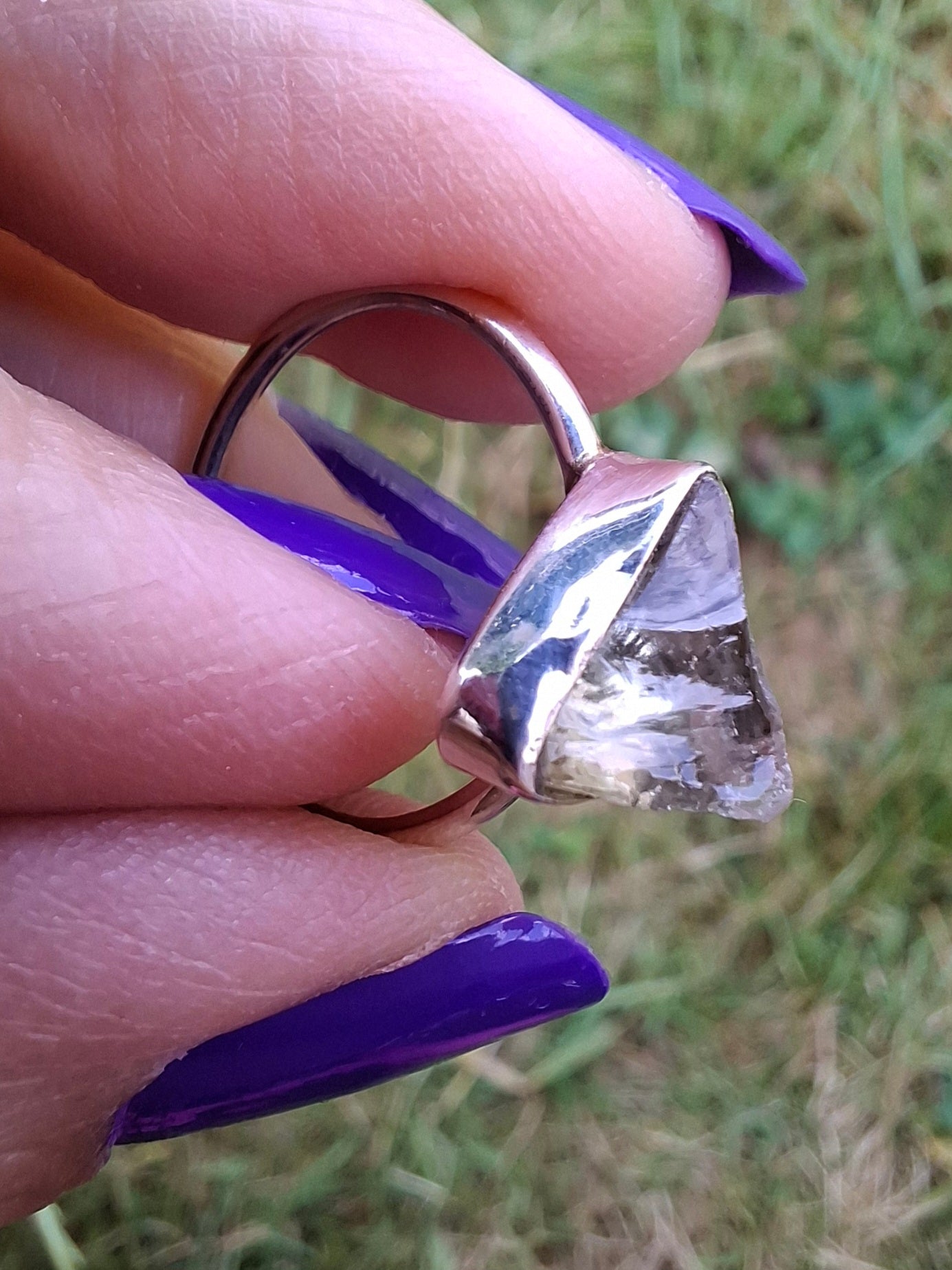 Libyan Desert Glass Ring, size small M, 925 Silver, Tektite (Ref: LR19)