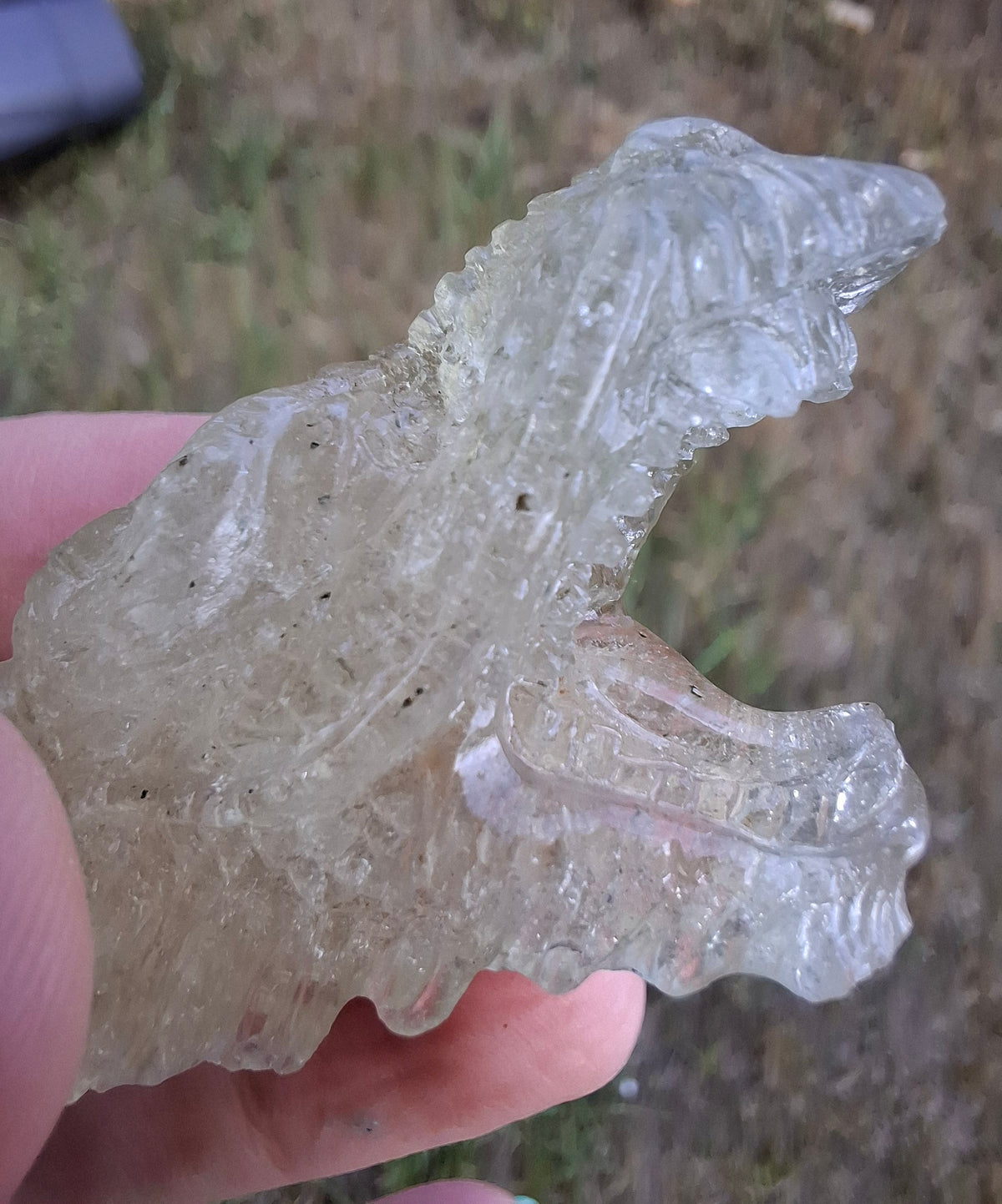 Libyan Desert Glass DRAGON HEAD carving, 22.42g, Tektite (Ref: Dragon 2)
