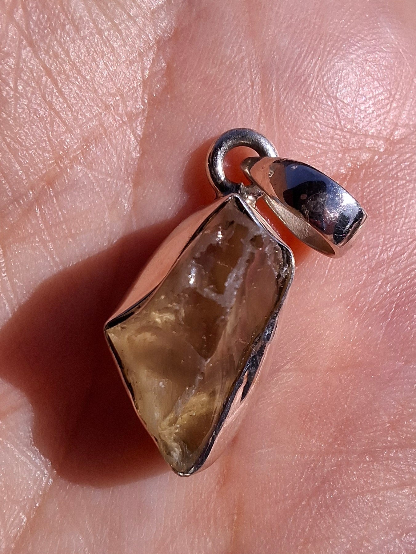 Libyan Desert Glass Pendant, 925 Silver, Tektite (Ref: LP97)