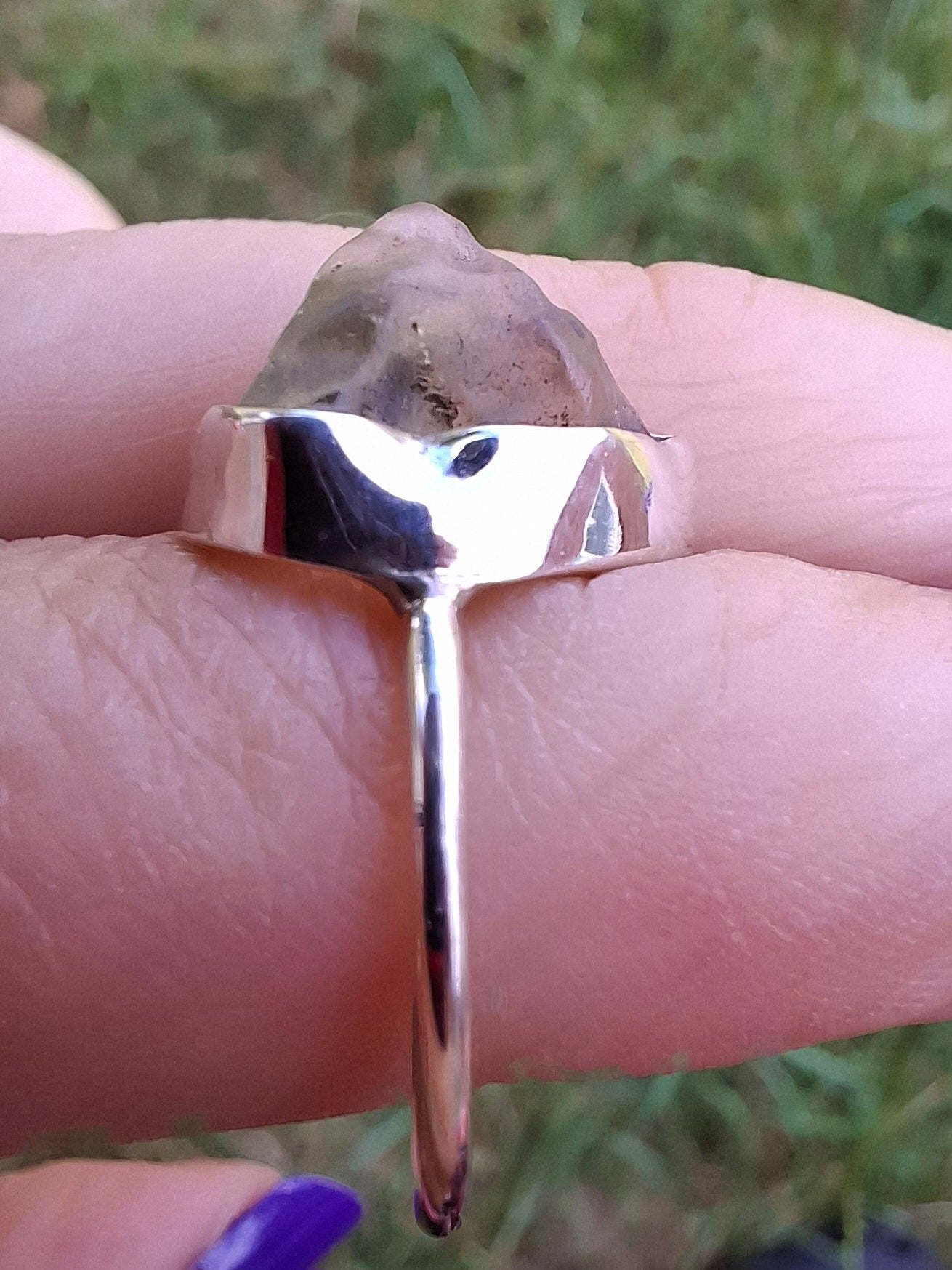 Libyan Desert Glass Ring, size large K, 925 Silver, Tektite (Ref: LR13)