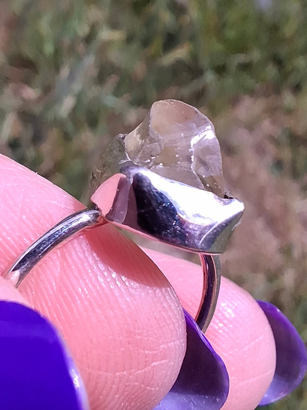Libyan Desert Glass Ring, size large K/small L, 925 Silver, Tektite (Ref: LR17)