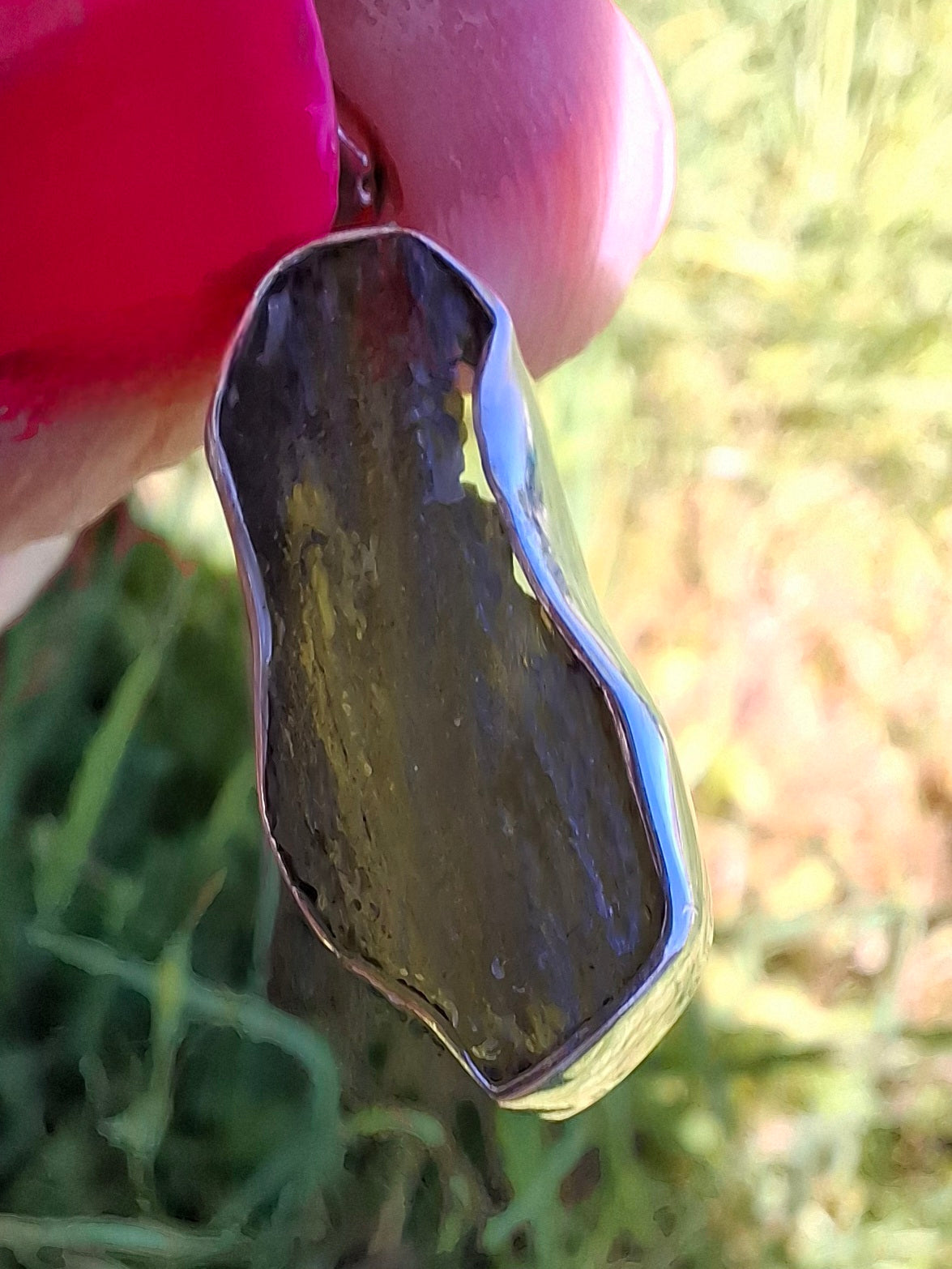 Moldavite Pendant, 925 Silver, Tektite (Ref: P445)