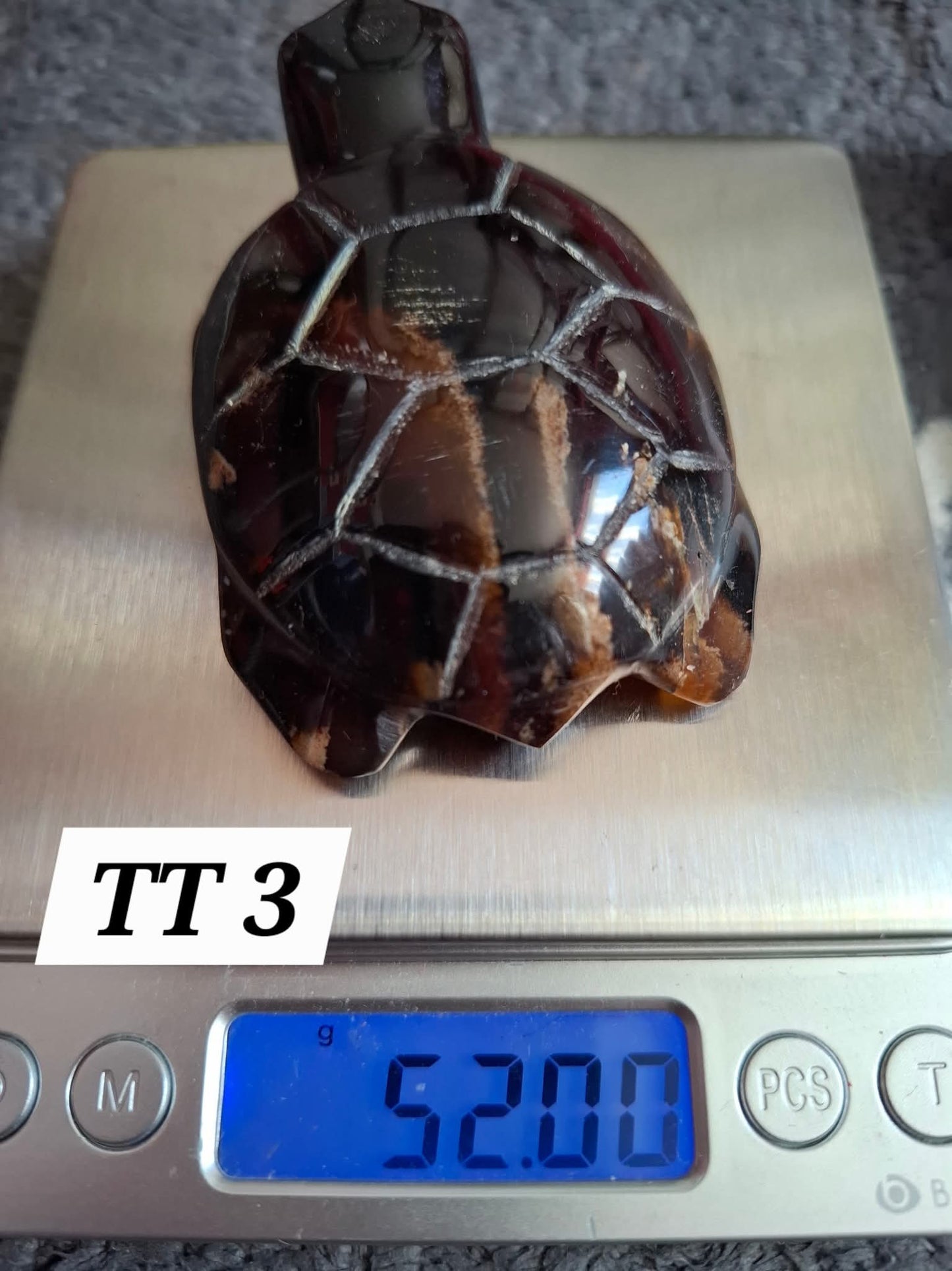 Red Amber Turtle, 52.00g, Carving, Fossil (Ref: TT3)
