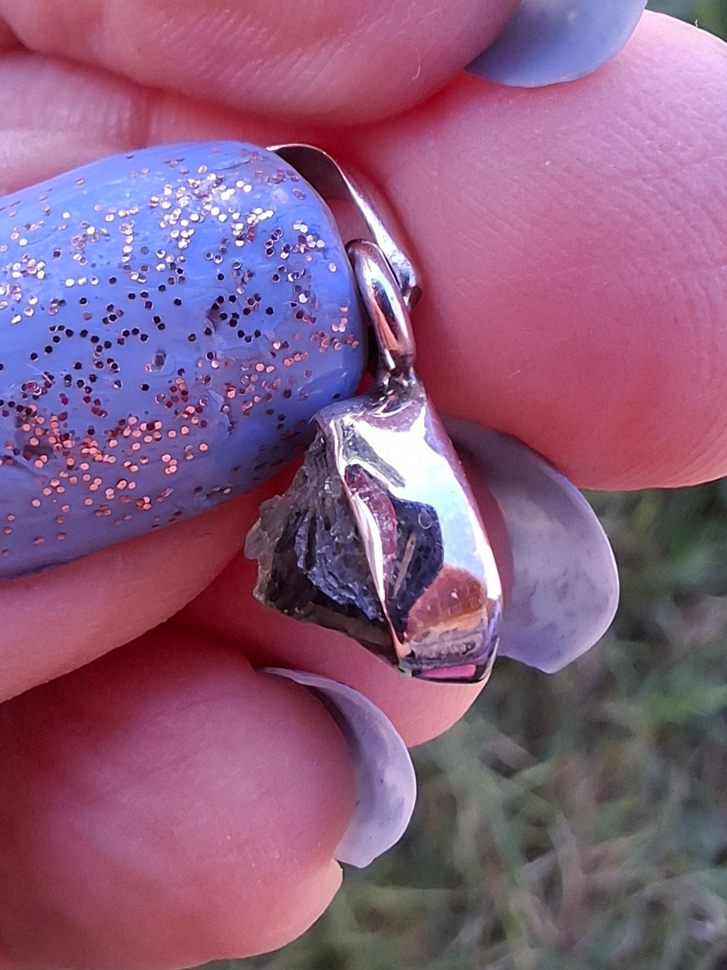 Moldavite Pendant, 925 Silver, Tektite (Ref: P83)