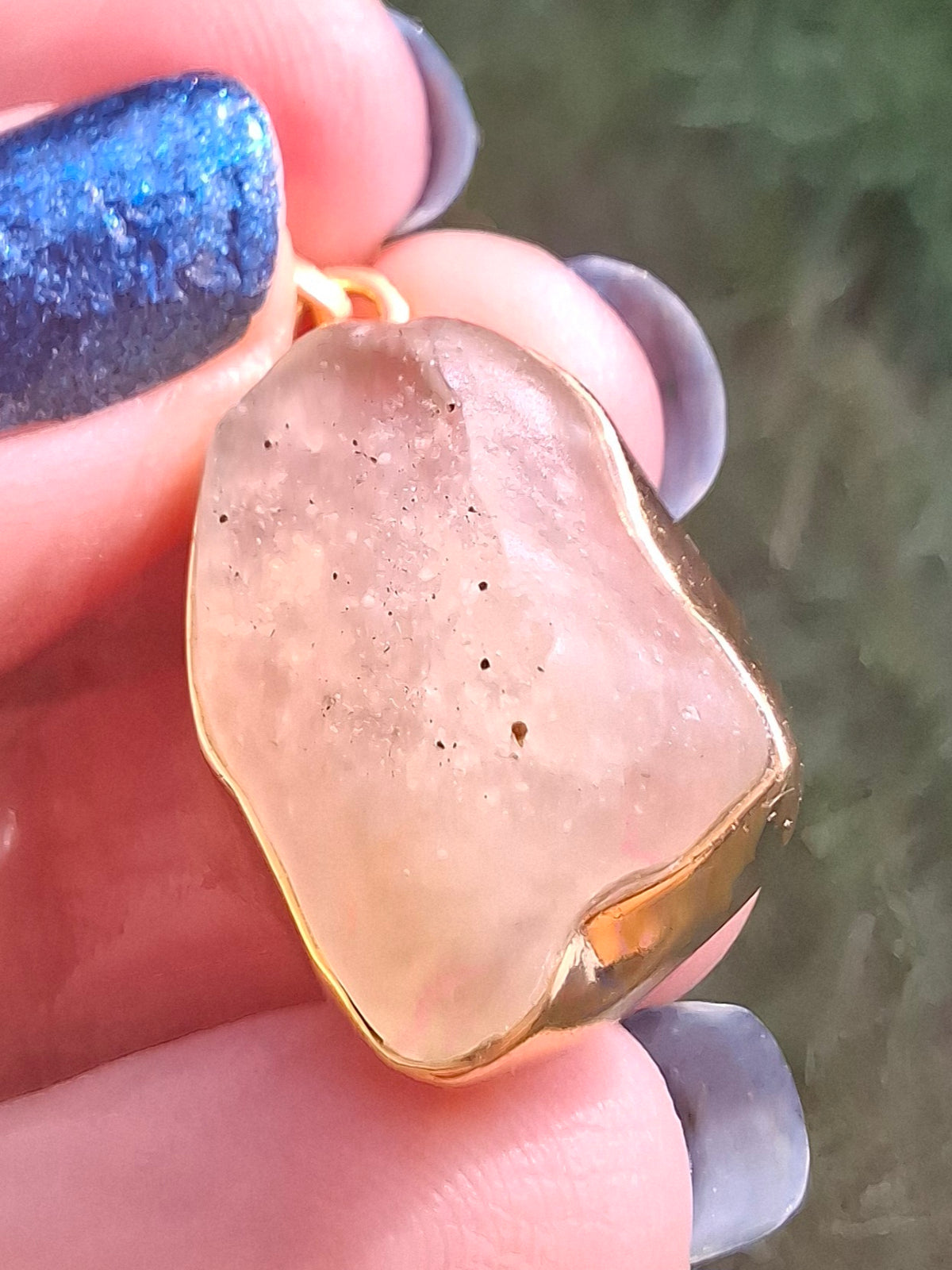 Libyan Desert Glass Pendant, 14K GOLD Plated, Tektite (Ref: LP123)