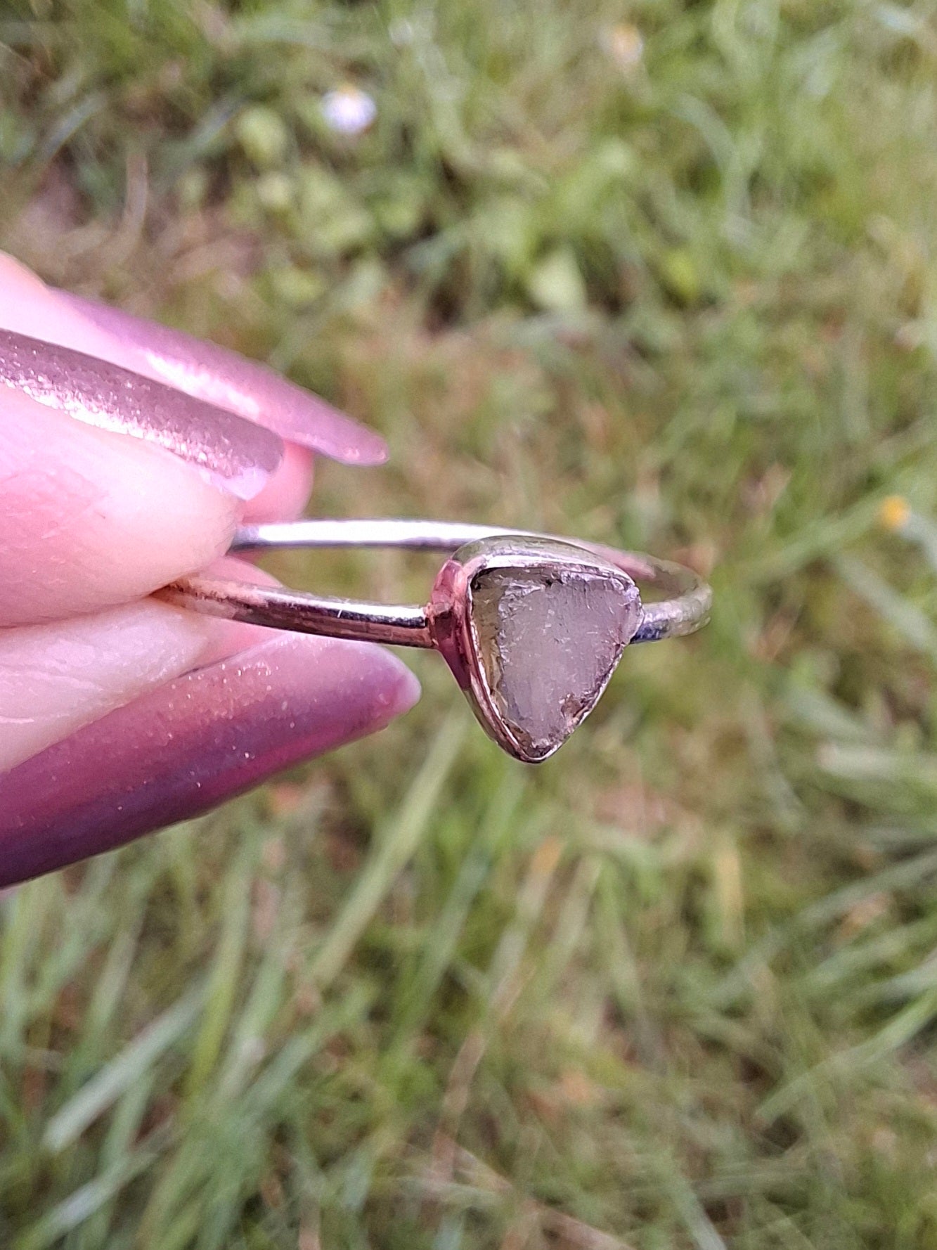 Moldavite Ring, size large R/small S, 925 Silver, Tektite (Ref: R67)