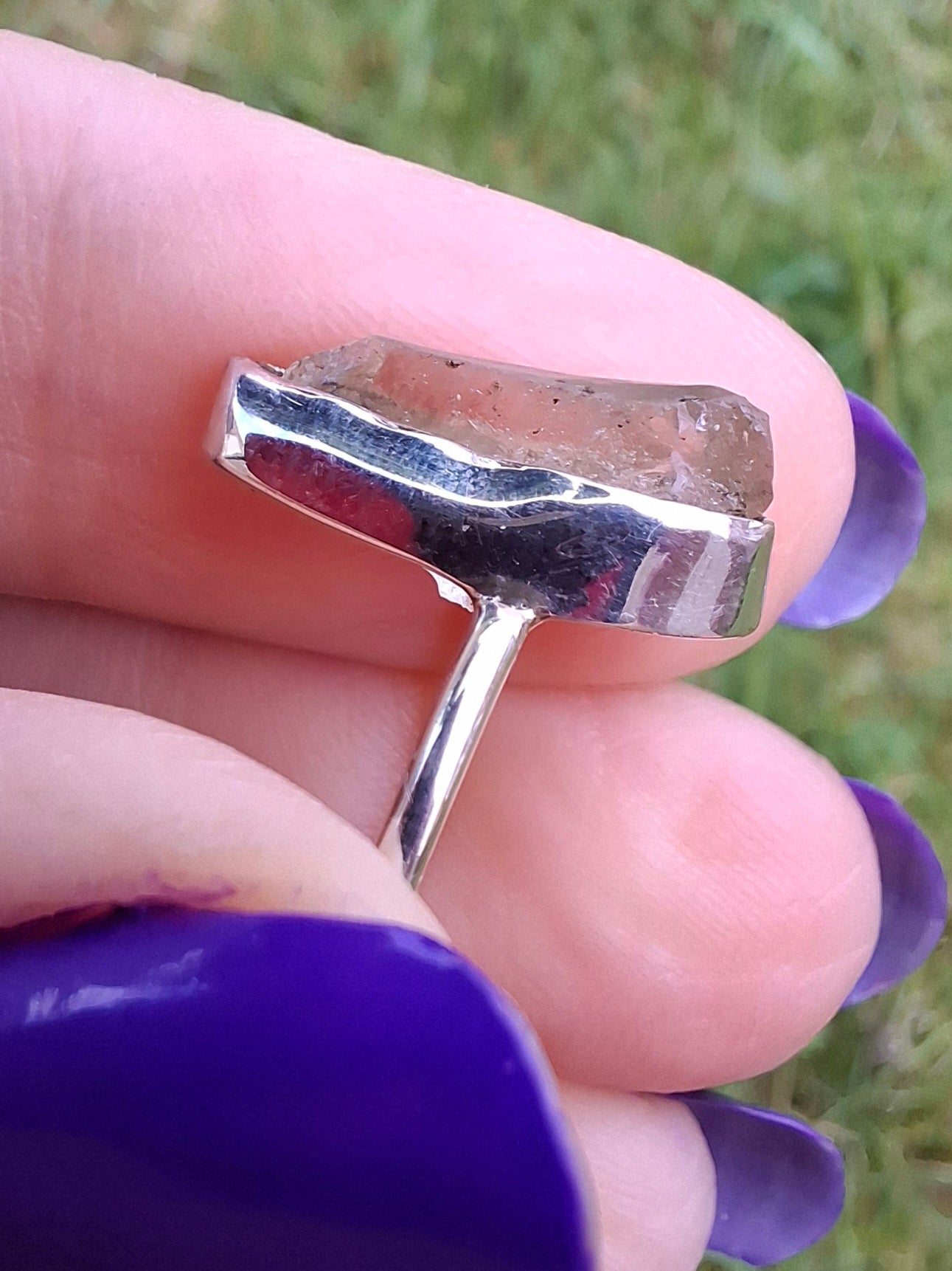 Libyan Desert Glass Ring, size large G, 925 Silver, Tektite (Ref: LR1)