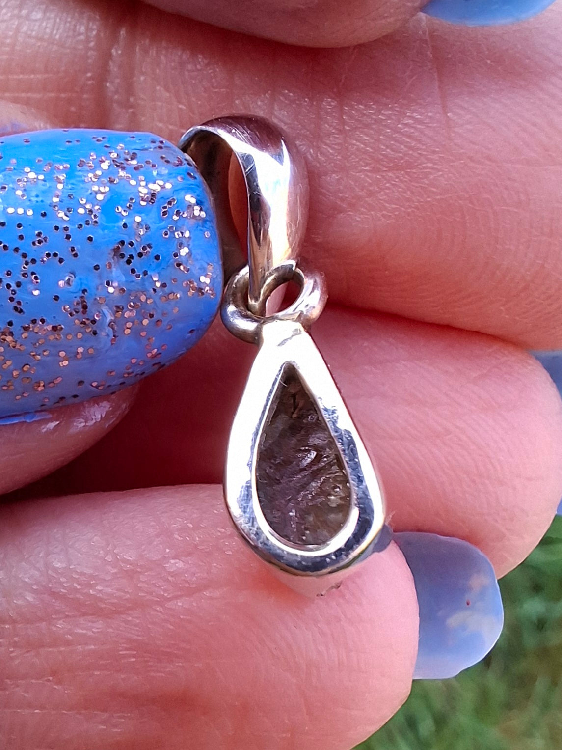Moldavite Pendant, 925 Silver, Tektite (Ref: P32)
