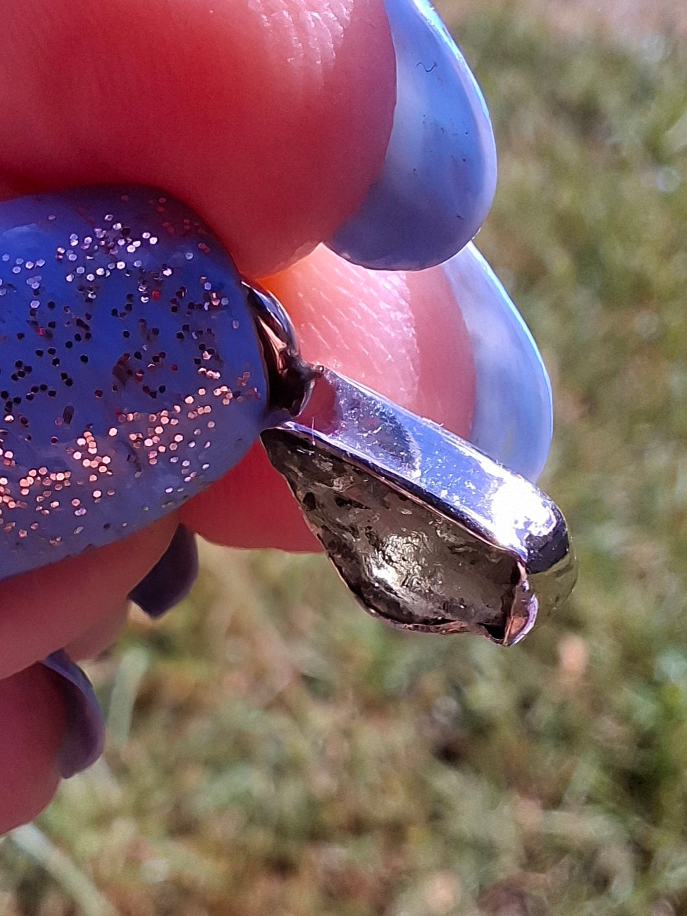 Moldavite Pendant, 925 Silver, Tektite (Ref: P76)