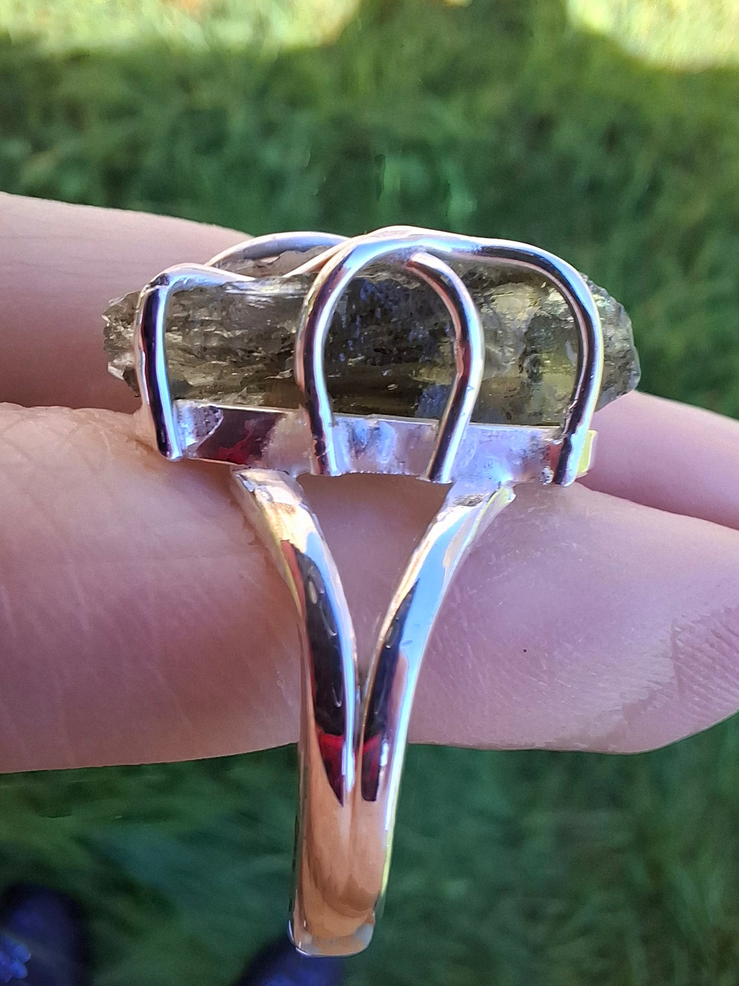 Moldavite Ring, size U, 925 Silver (Ref: R13)