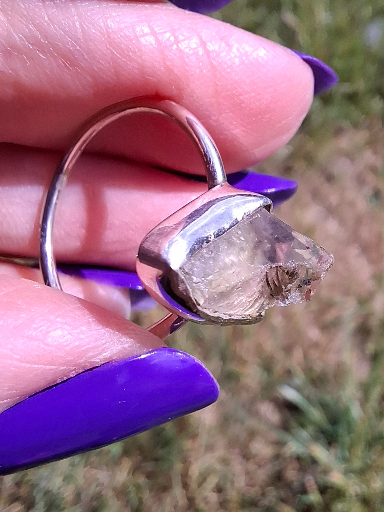 Libyan Desert Glass Ring, size Large O, 925 Silver, Tektite (Ref: LR21)