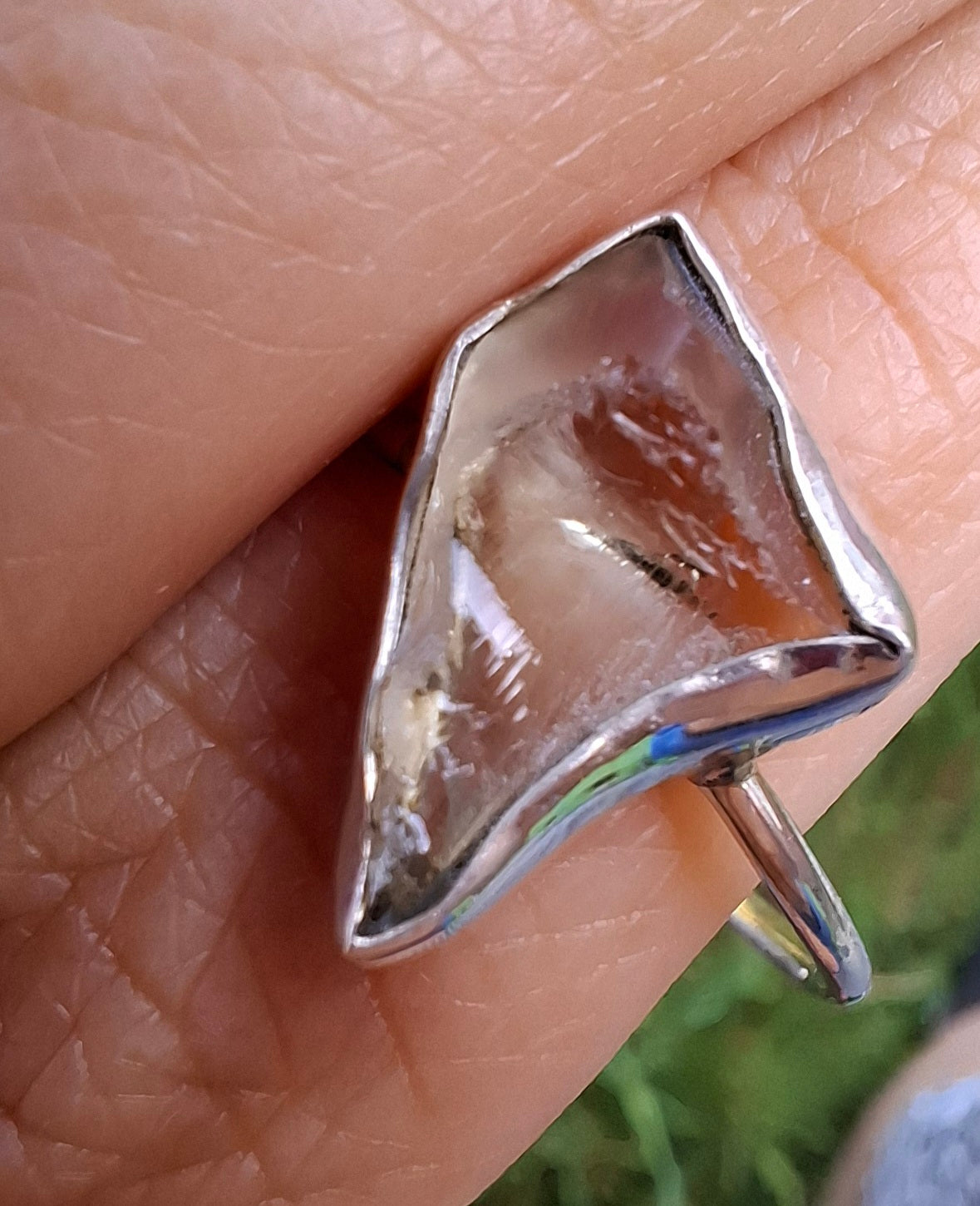Libyan Desert Glass Ring, size large W, 925 Silver, Tektite (Ref: LR62)