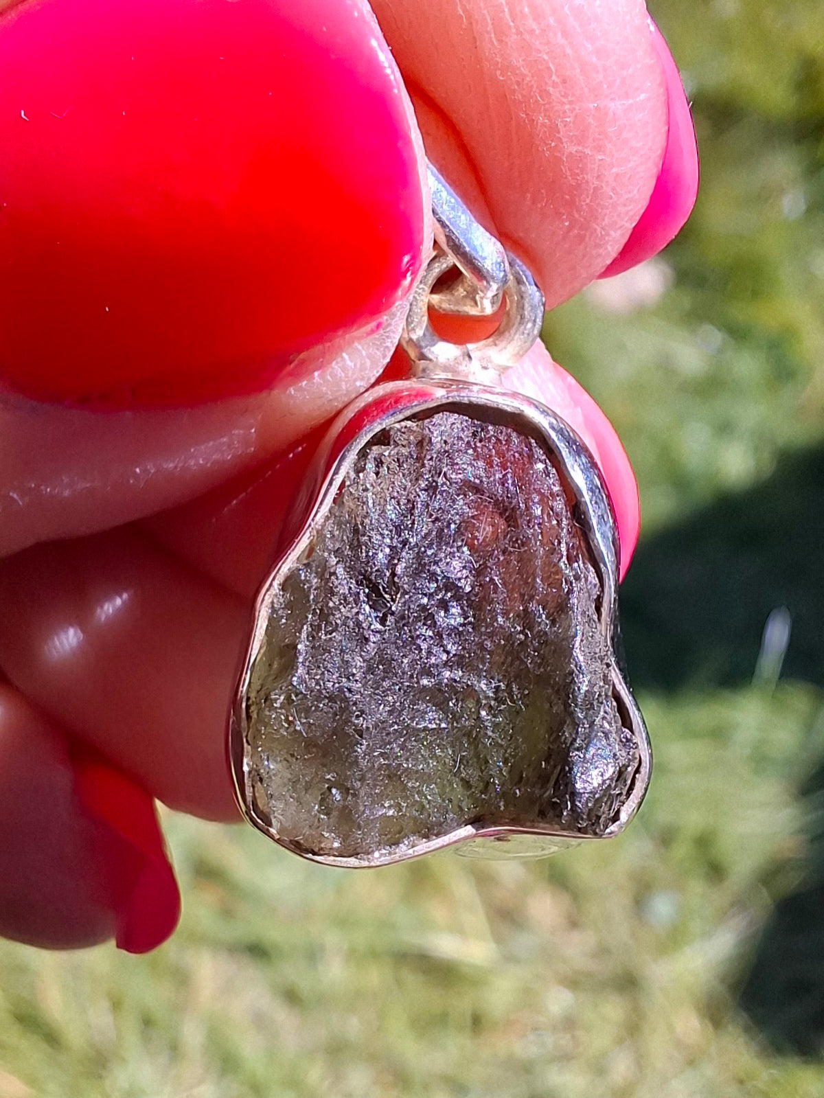Moldavite Pendant, 925 Silver, Tektite (Ref: P440)