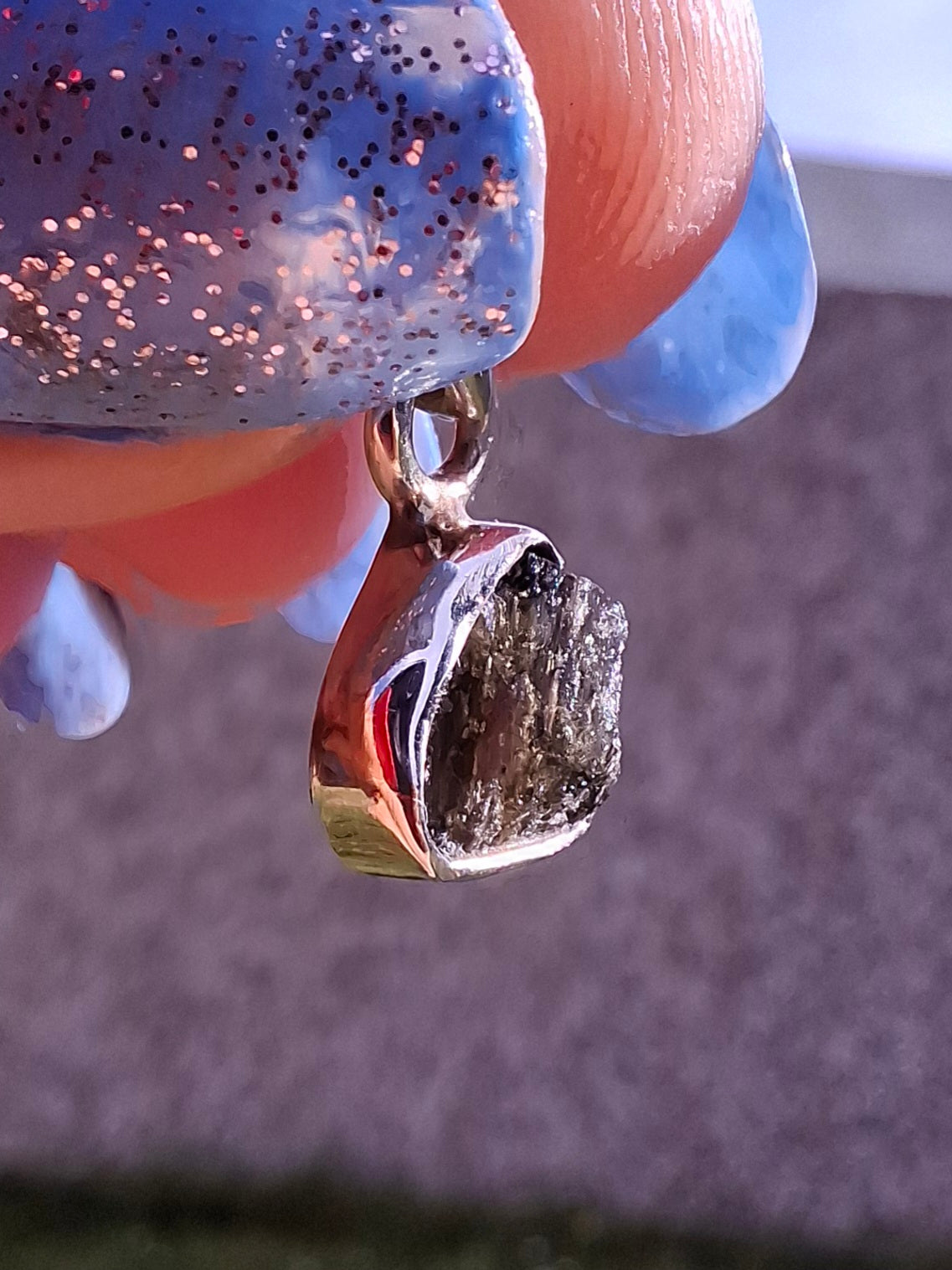 Moldavite Pendant, 925 Silver, Tektite (Ref: P57)