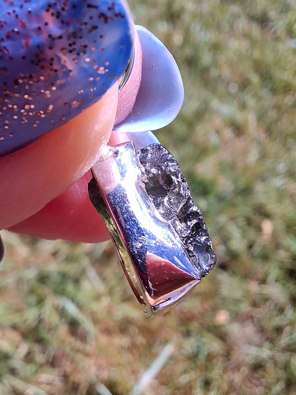 Moldavite Pendant, 925 Silver, Tektite (Ref: P71)