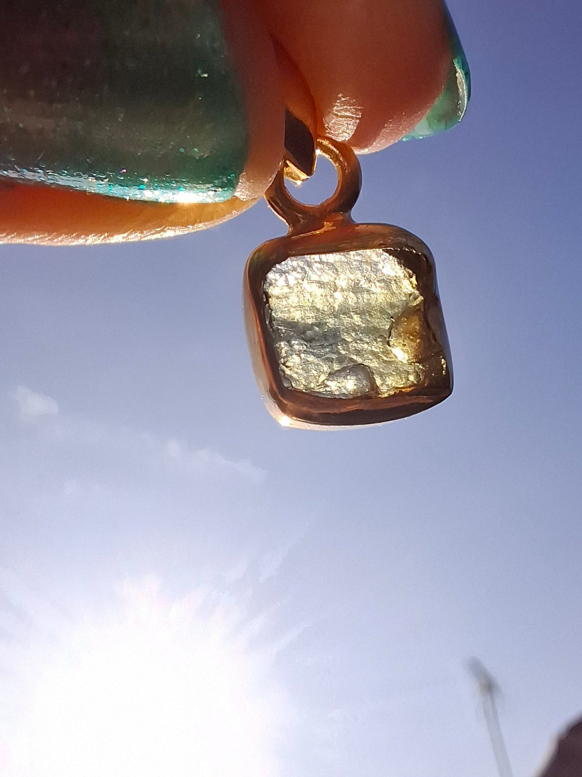 Moldavite Pendant, 14K GOLD Plated, Tektite (Ref: P453)