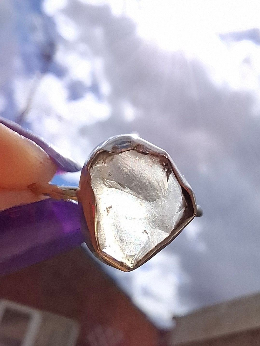 Libyan Desert Glass Ring, size small R, 925 Silver, Tektite (Ref: LR38)