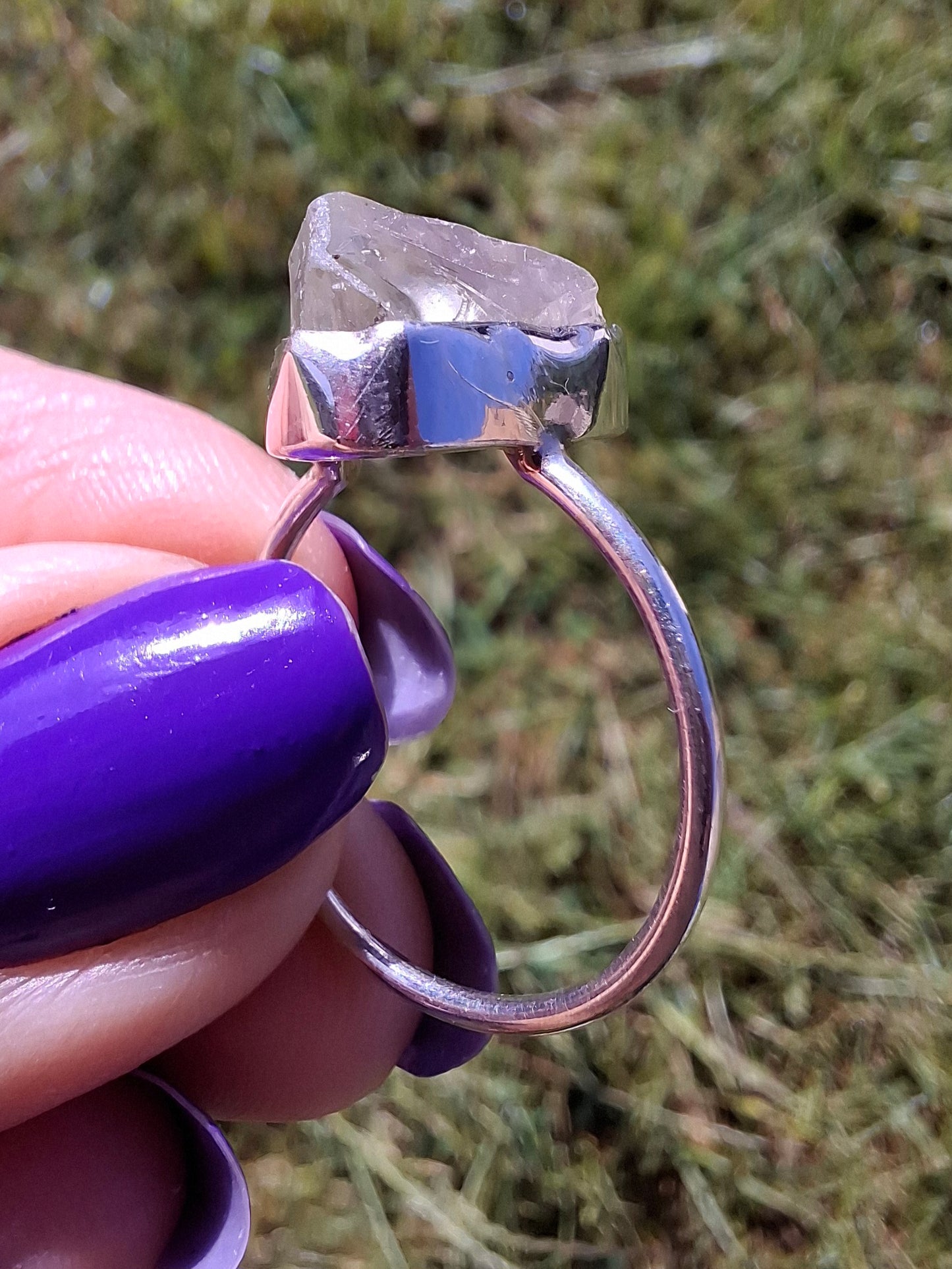Libyan Desert Glass Ring, size small S, 925 Silver, Tektite (Ref: LR44)