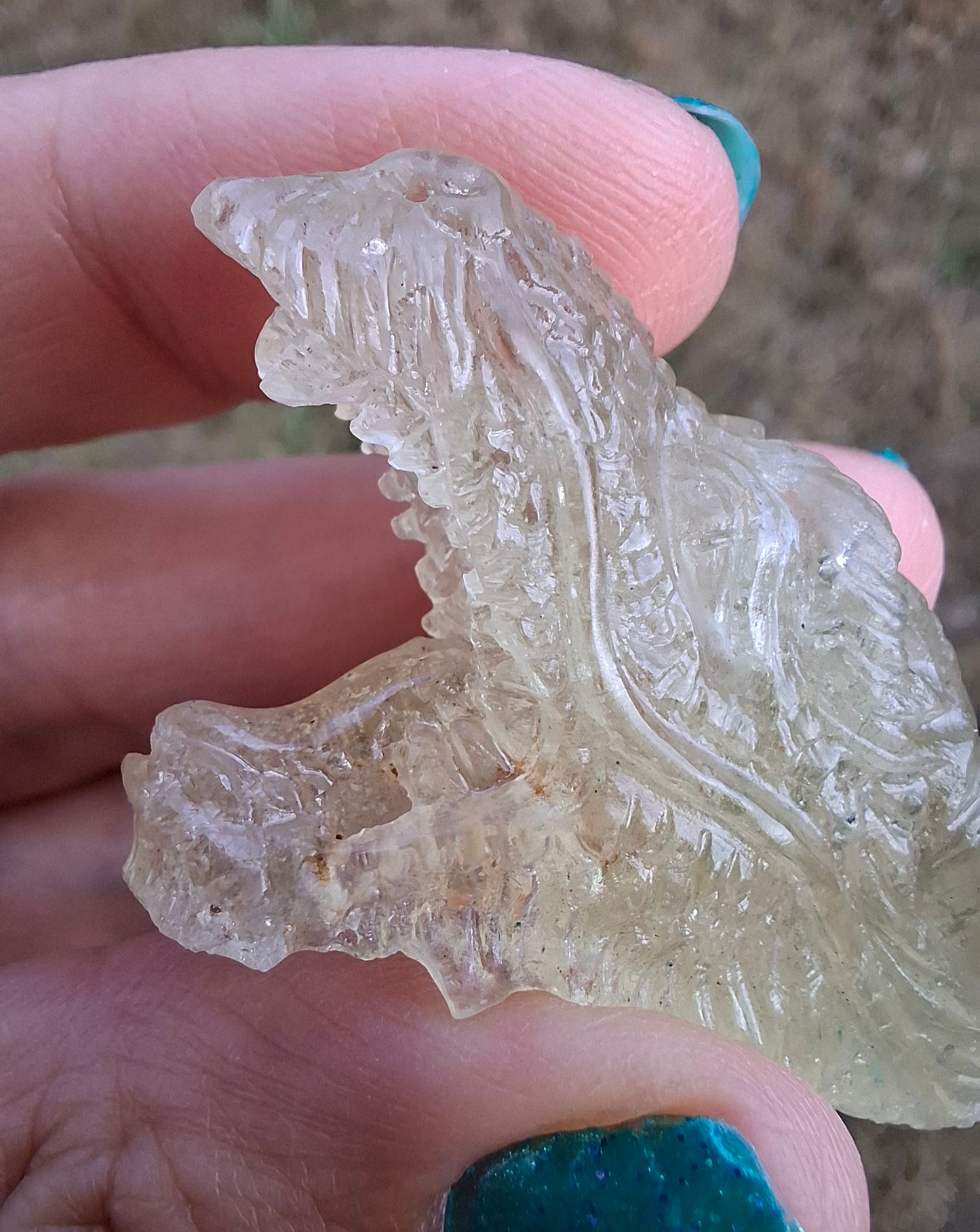 Libyan Desert Glass DRAGON HEAD carving, 22.42g, Tektite (Ref: Dragon 2)