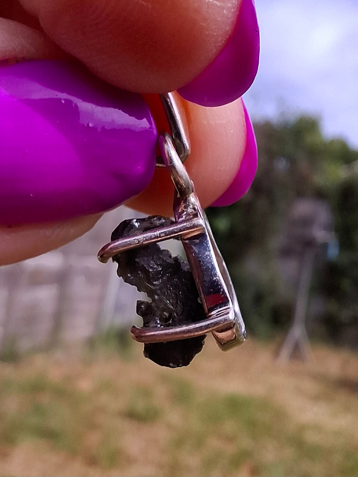 Moldavite Claw Pendant, 925 Silver, Tektite (Ref: P21)