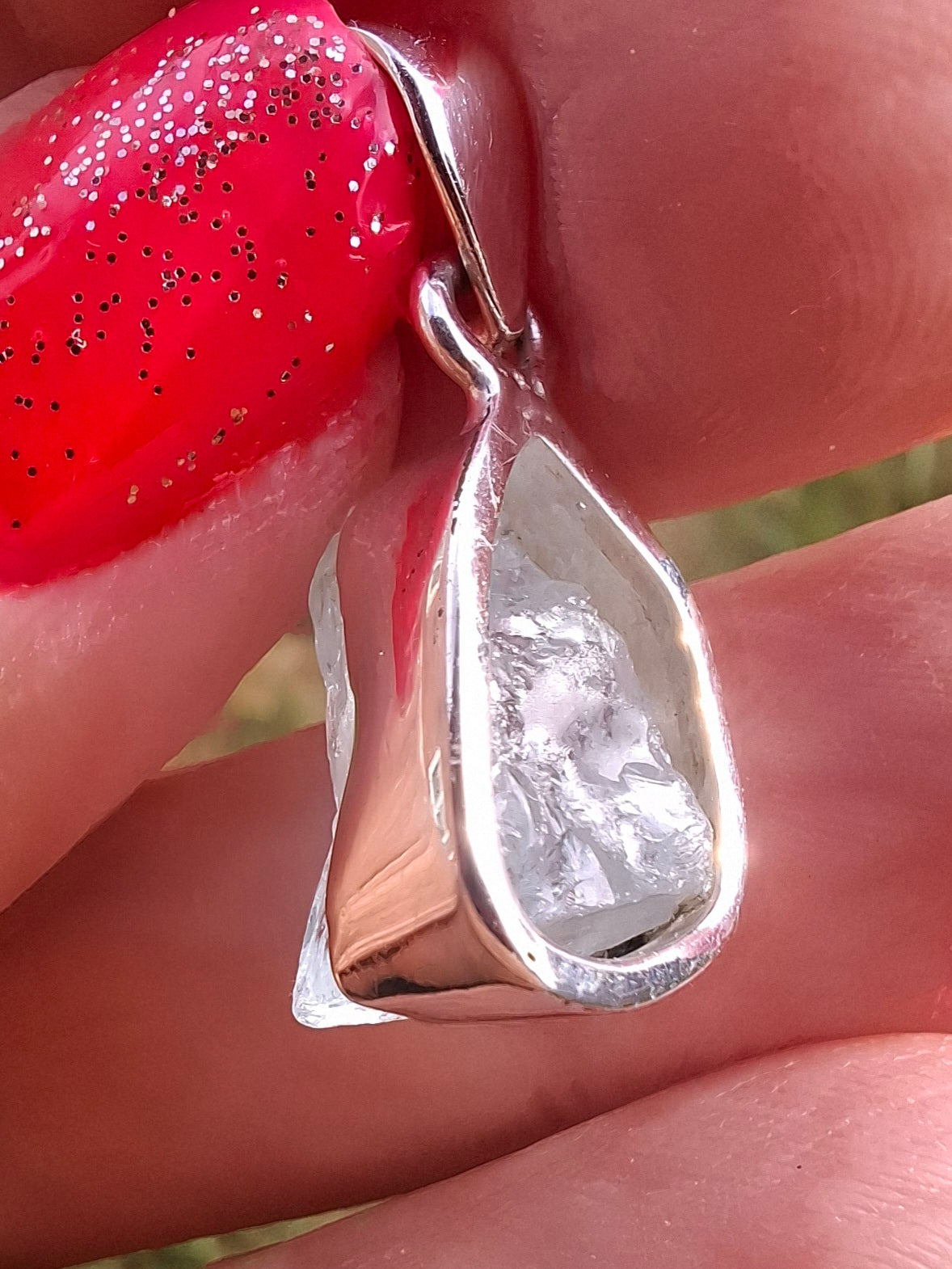 Aquamarine Pendant, 925 Silver, Crystal (Ref: AQ14)