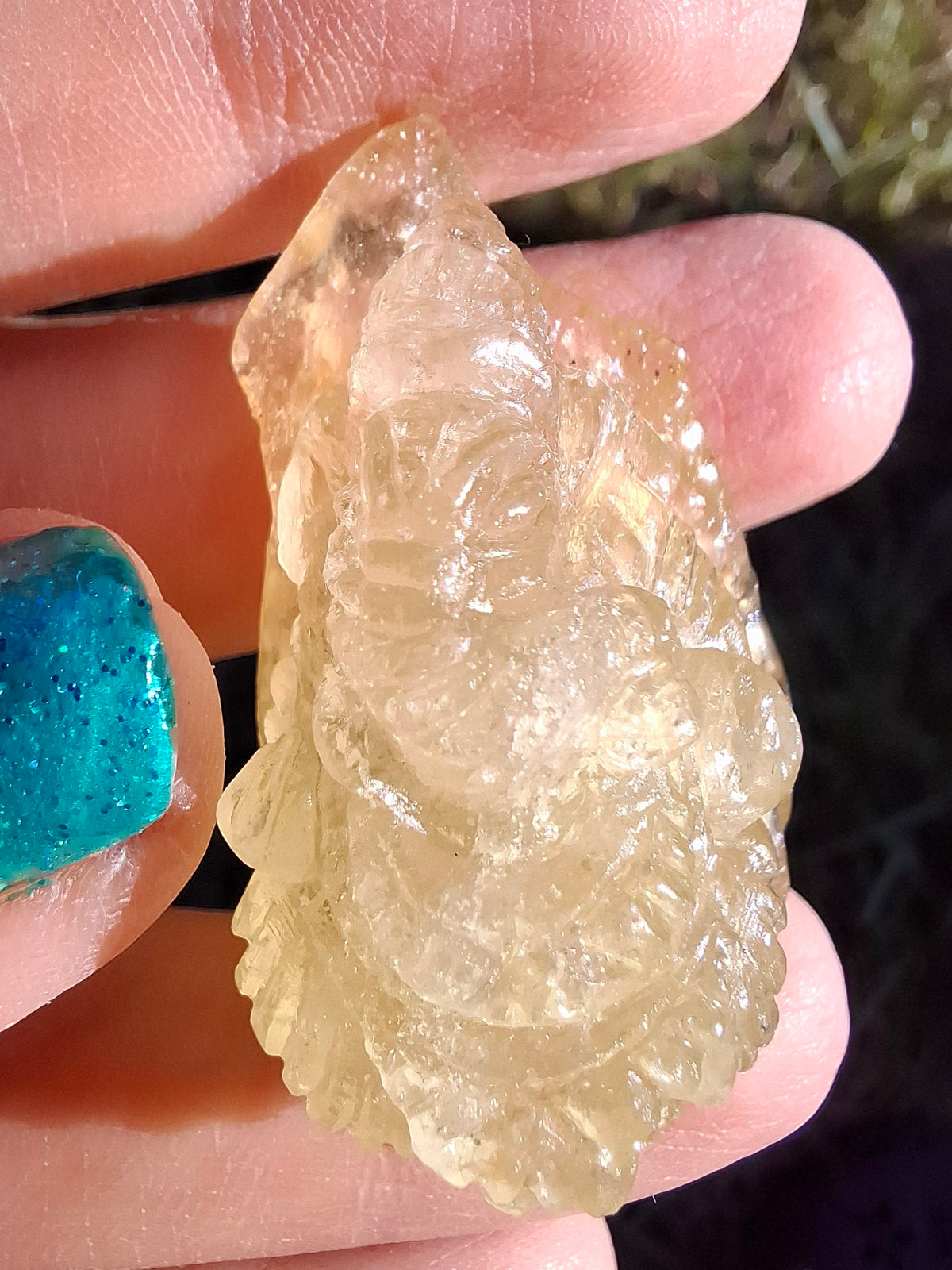 Libyan Desert Glass GANESHA carving, 18.39g, Tektite (Ref: Ganesha3)
