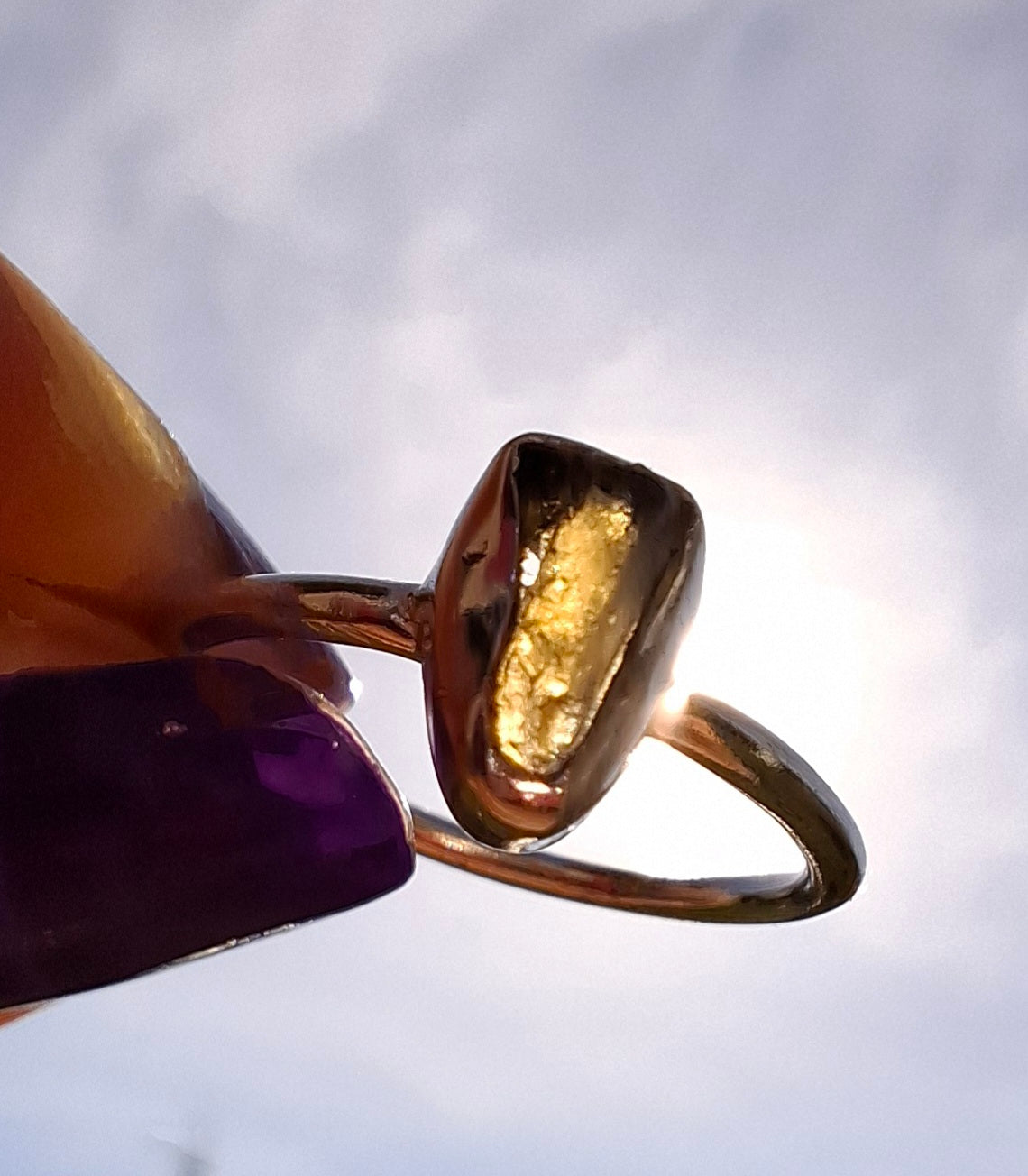 Moldavite Ring, size large K/small L, 925 Silver, Tektite (Ref: R58)