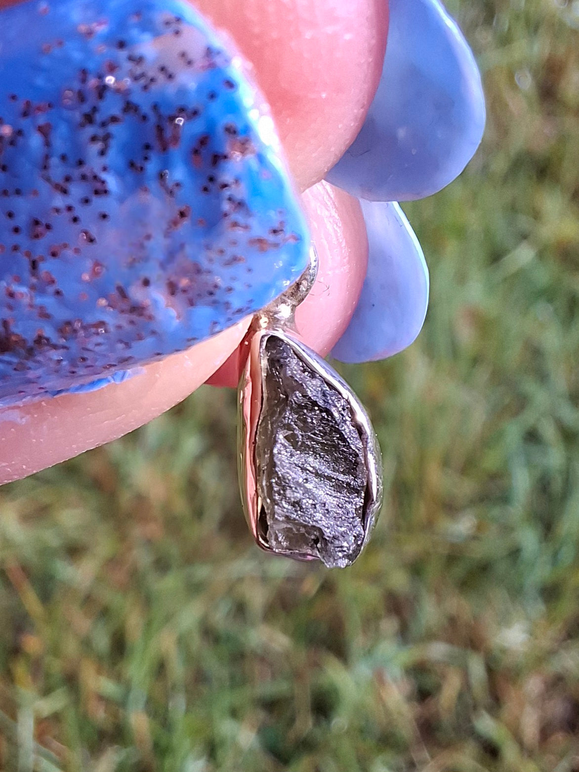 Moldavite Pendant, 925 Silver, Tektite (Ref: P32)