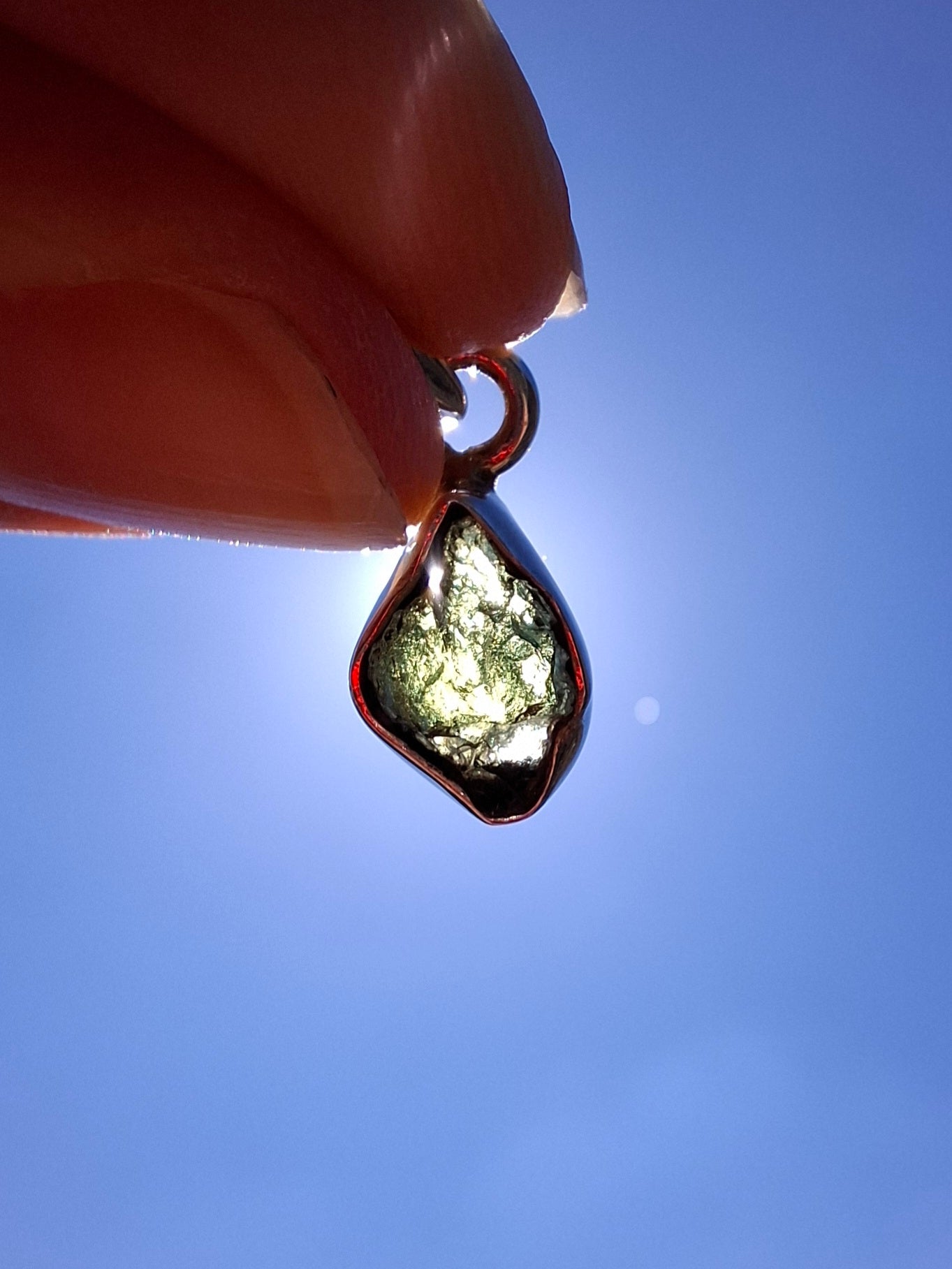 Moldavite Pendant, 925 Silver, Tektite (Ref: P45)
