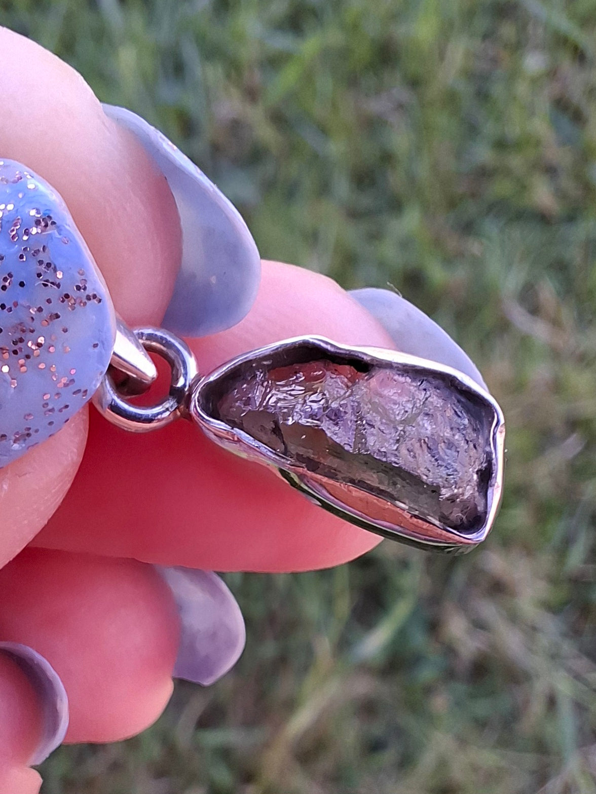 Moldavite Piece, 925 Silver, Tektite (Ref: P90)