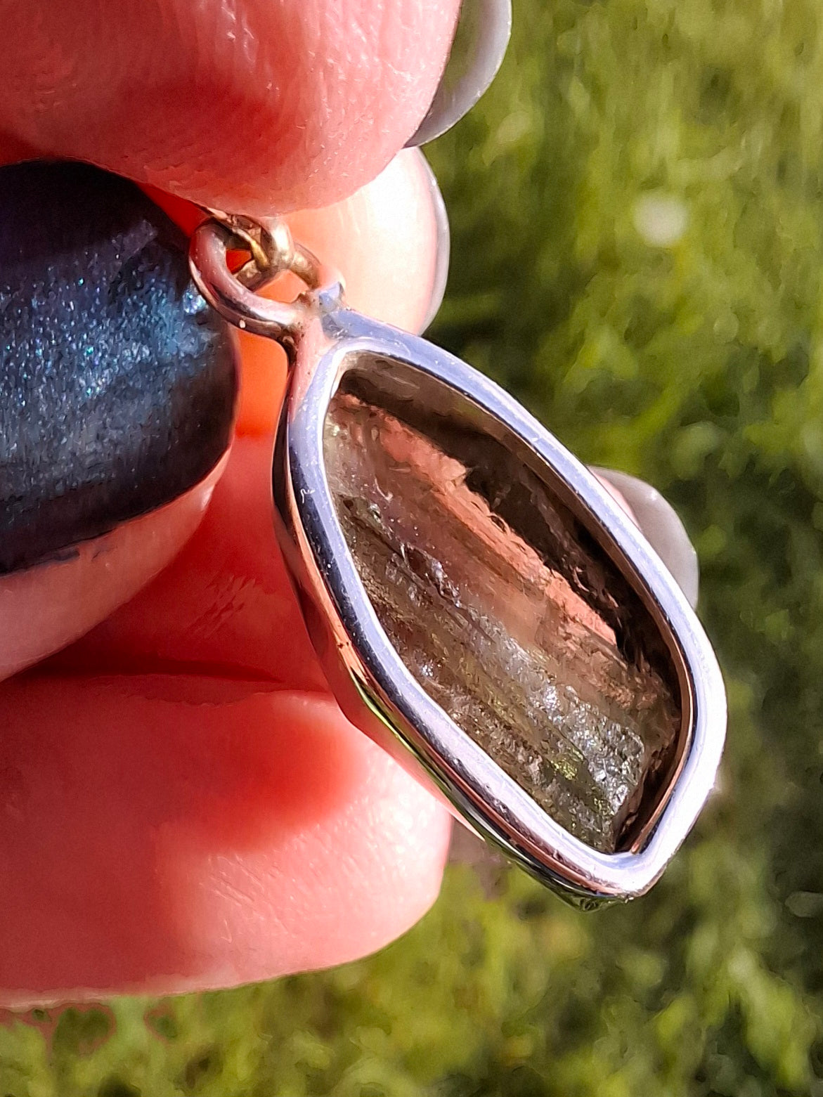 Moldavite Pendant, 925 Silver, Tektite (Ref: P13)