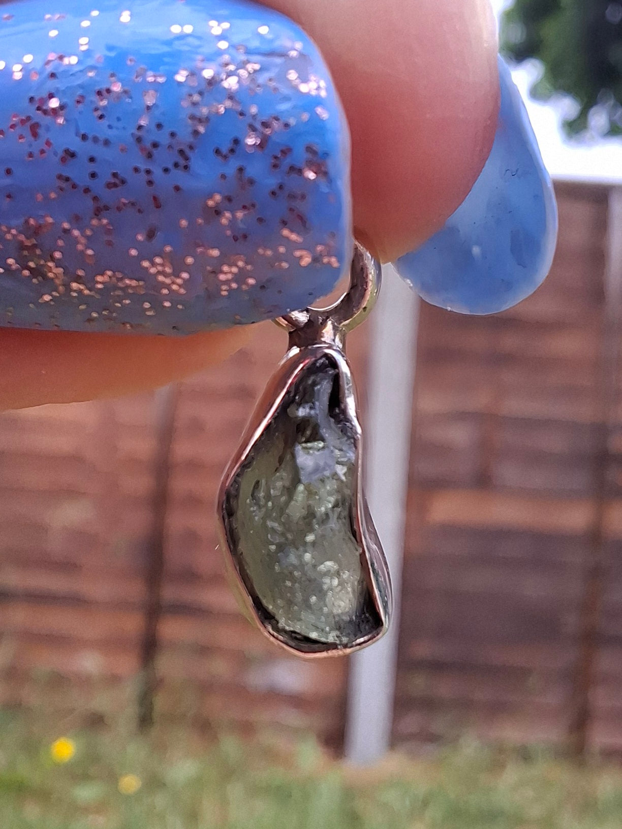 Moldavite Pendant, 925 Silver, Tektite (Ref: P67)