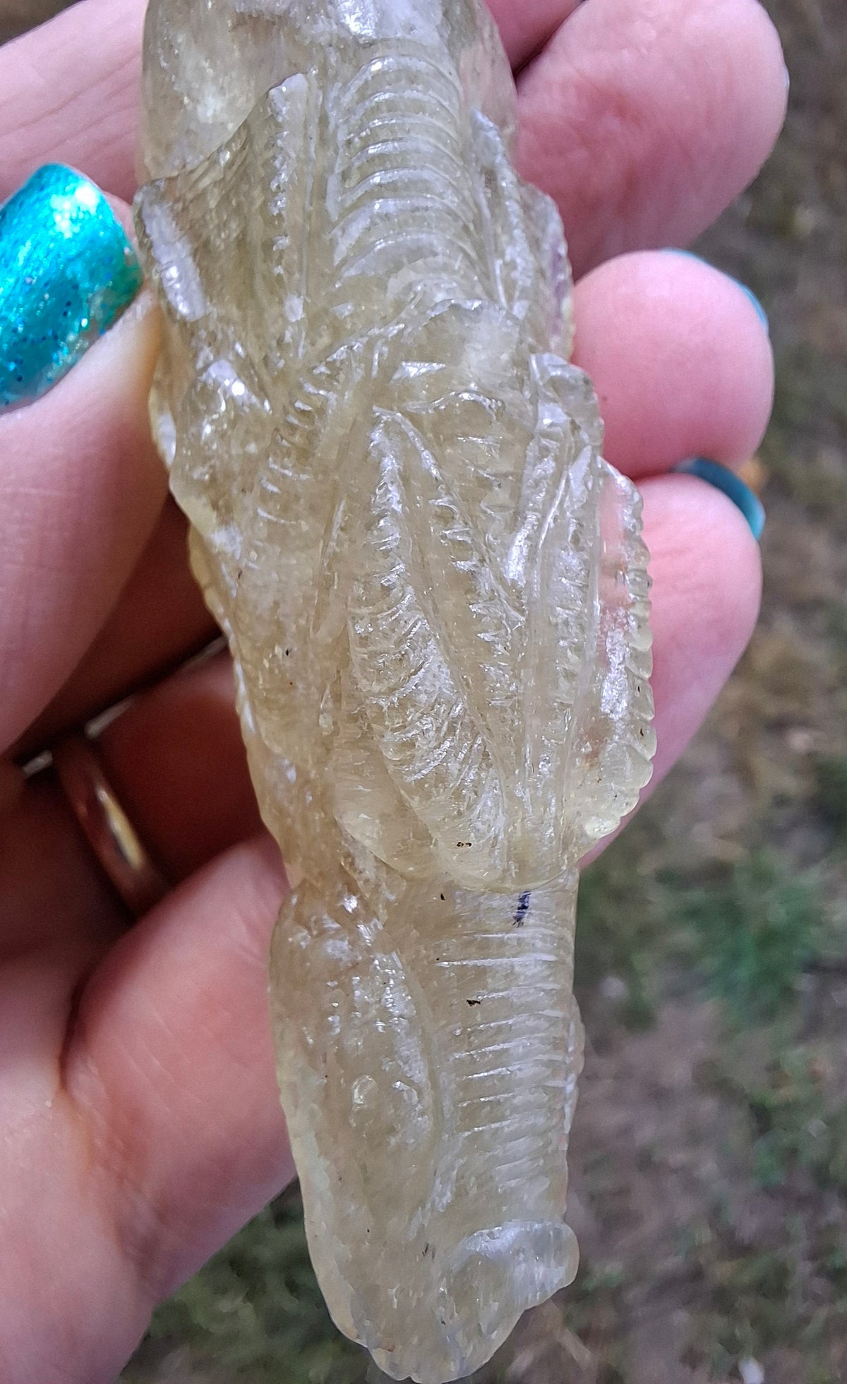 Libyan Desert Glass DRAGON HEAD carving, 48.11g, Tektite (Ref: Dragon4)