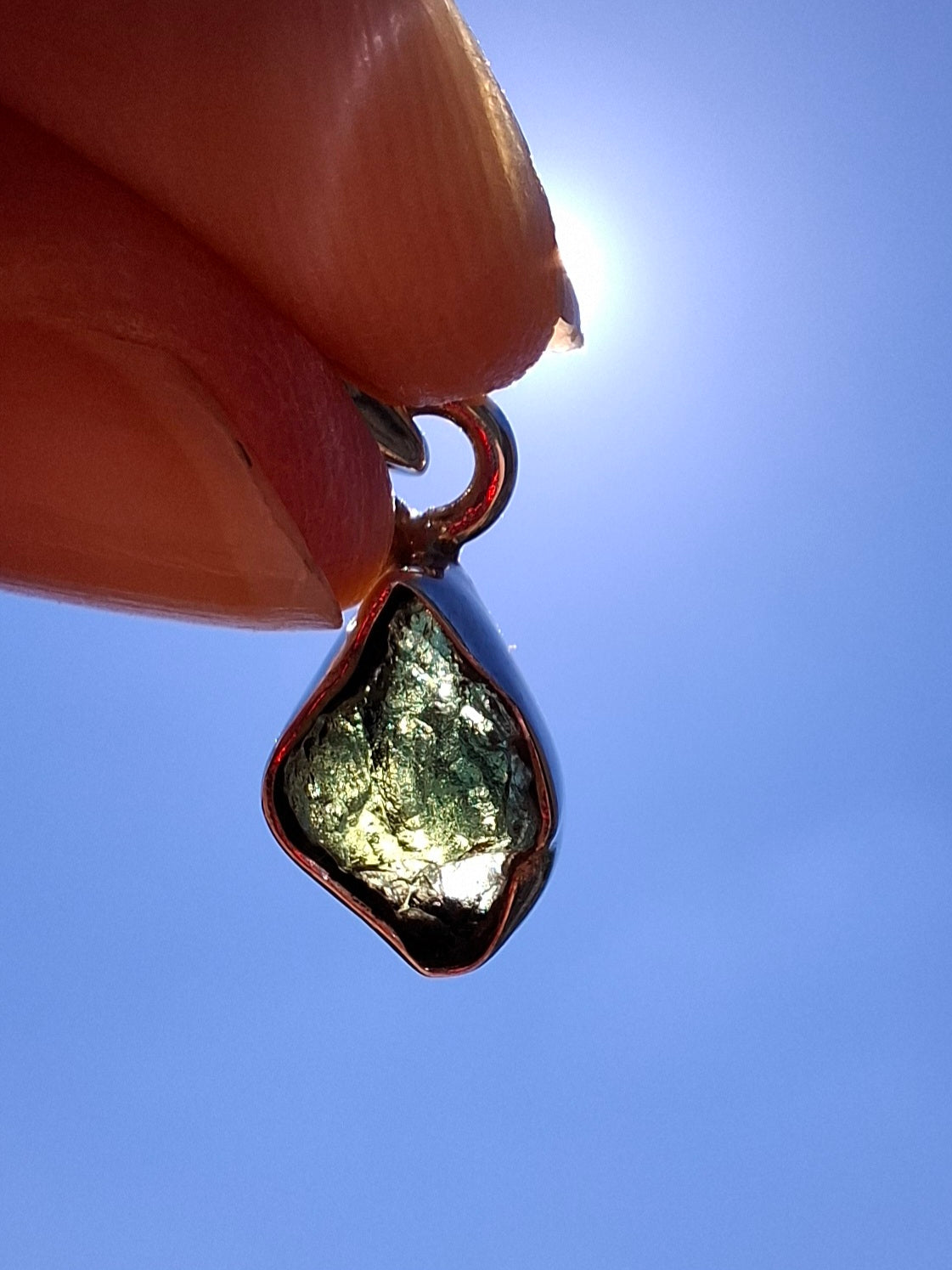 Moldavite Pendant, 925 Silver, Tektite (Ref: P45)