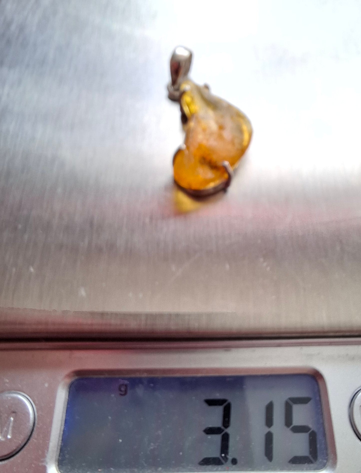 Baltic Amber Pendant, 925 Silver, Fossil (Ref: Ap1)