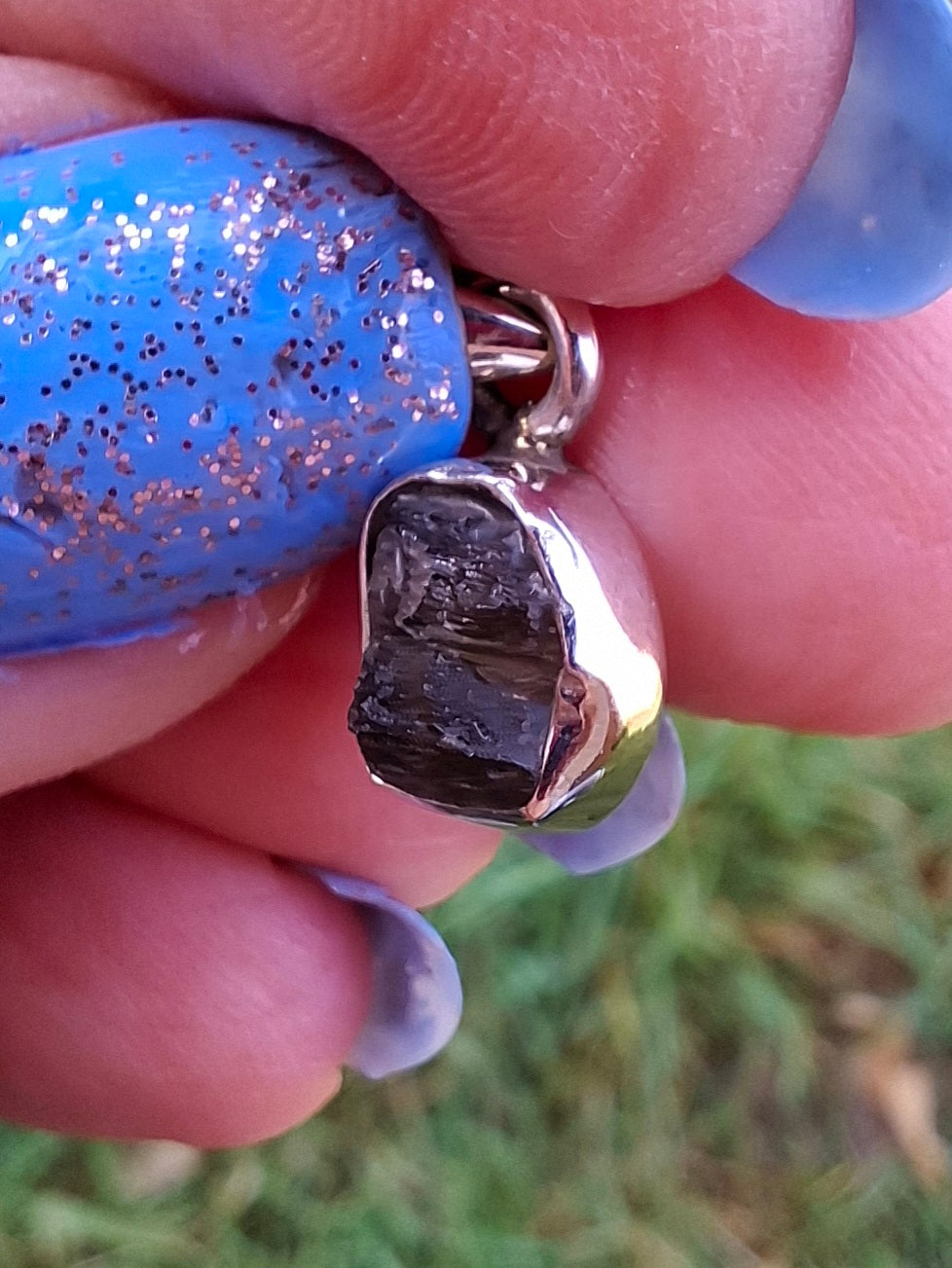 Moldavite Pendant, 925 Silver, Tektite (Ref: P44)