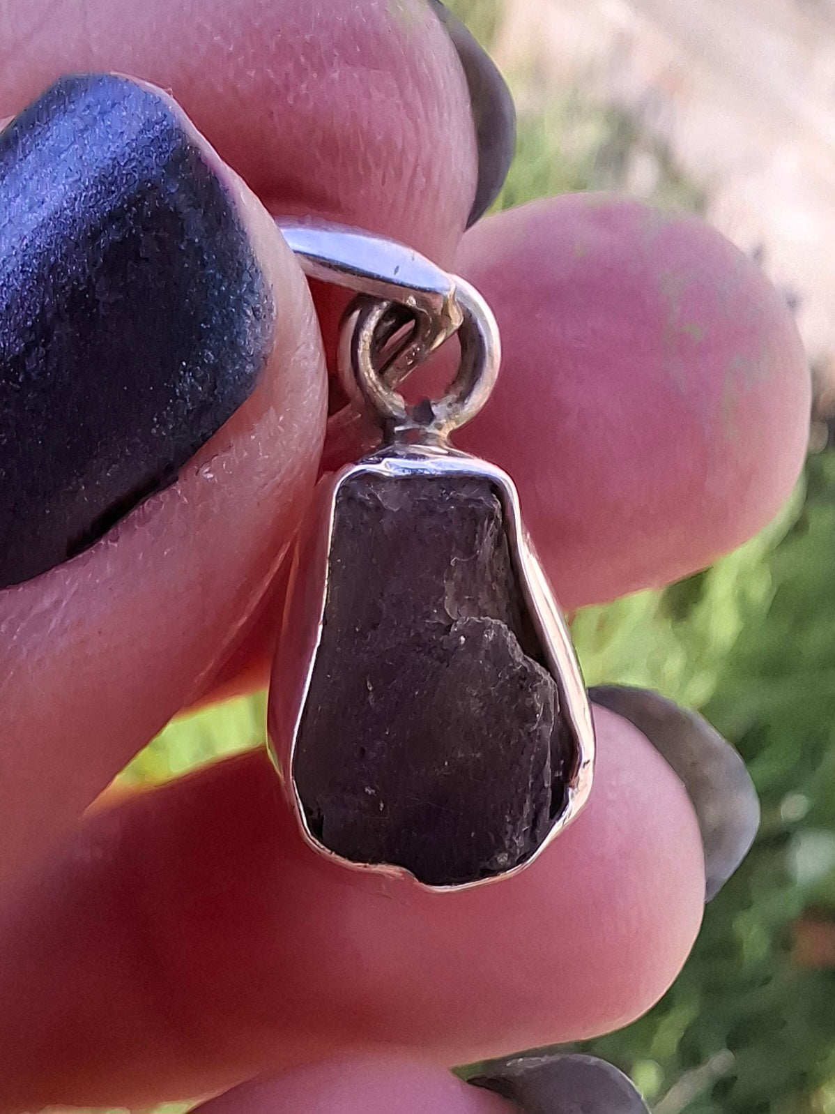 Moldavite Pendant, 925 Silver, Tektite (Ref: P6)