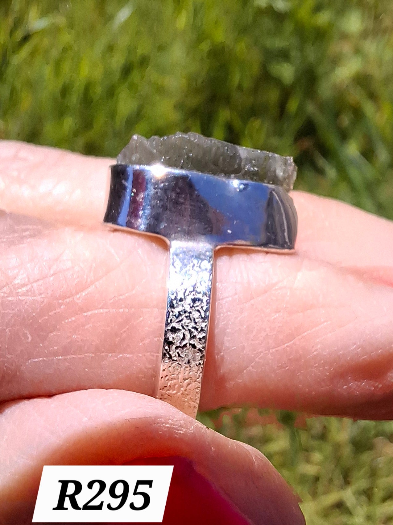 Moldavite Ring, size I, 925 Silver, Tektite (Ref: R295)