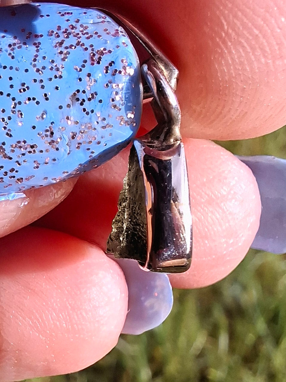 Moldavite Pendant, 925 Silver, Tektite (Ref: P55)
