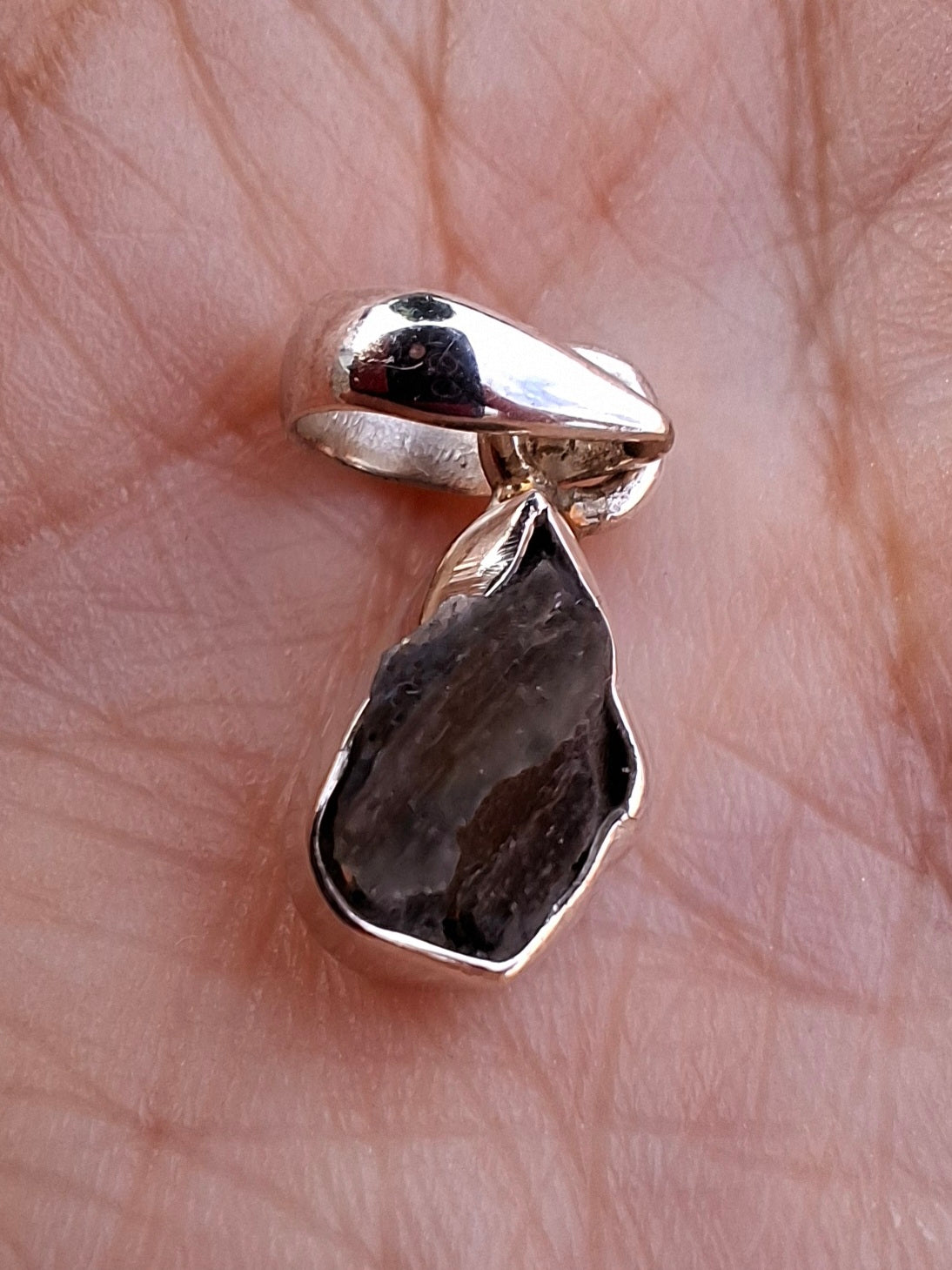 Moldavite Pendant, 925 Silver, Tektite (Ref: P47)