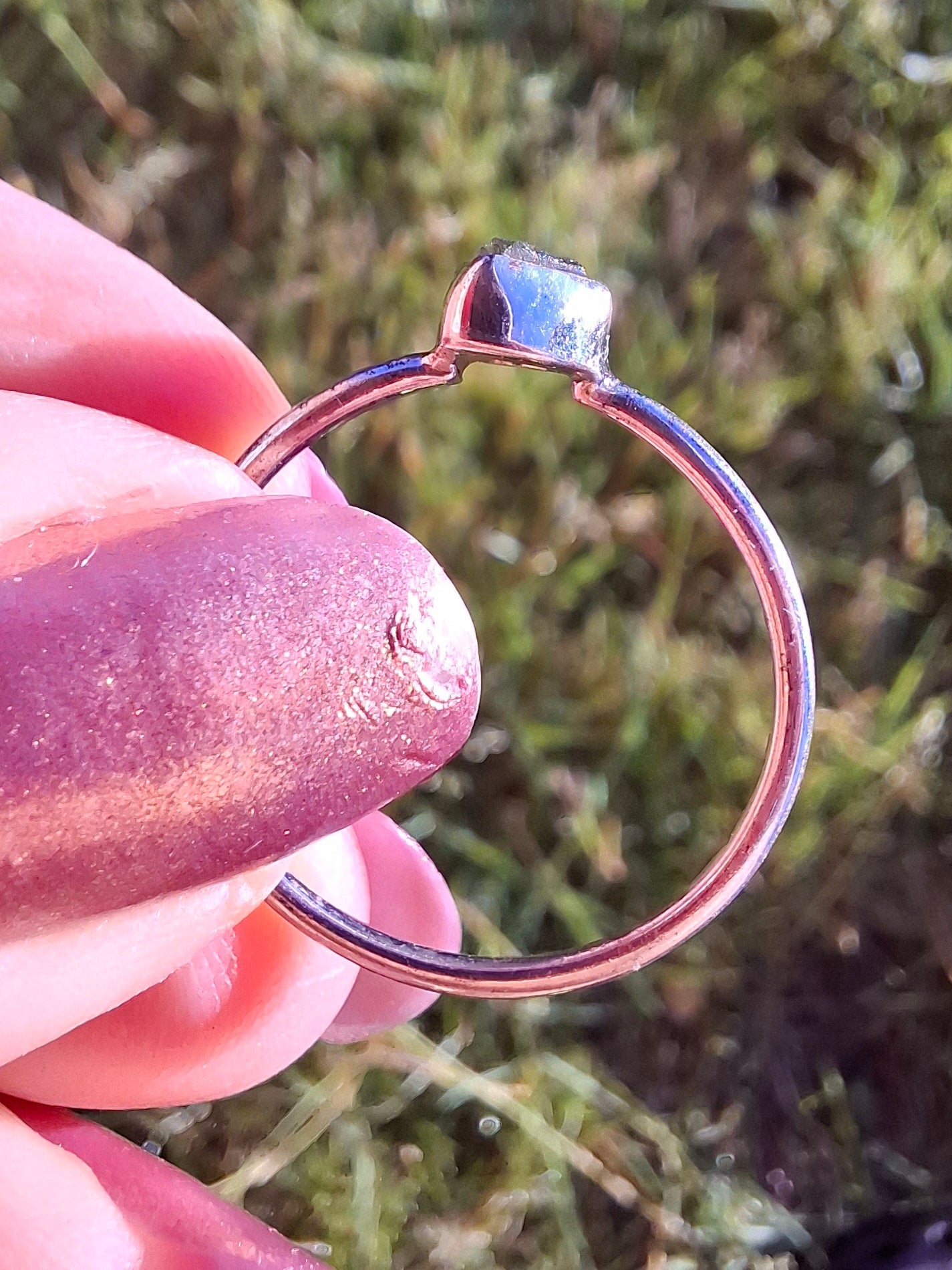 Moldavite Ring, size R, 925 Silver, Tektite (Ref: R64)