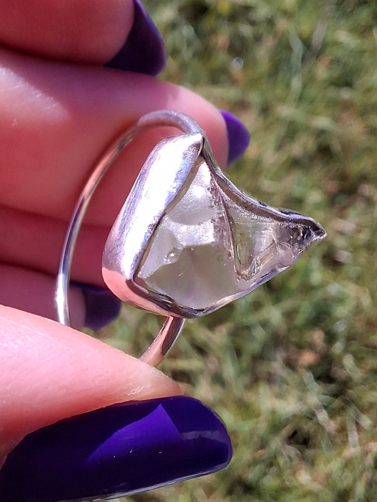 Libyan Desert Glass Ring, size large W, 925 Silver, Tektite (Ref: LR62)